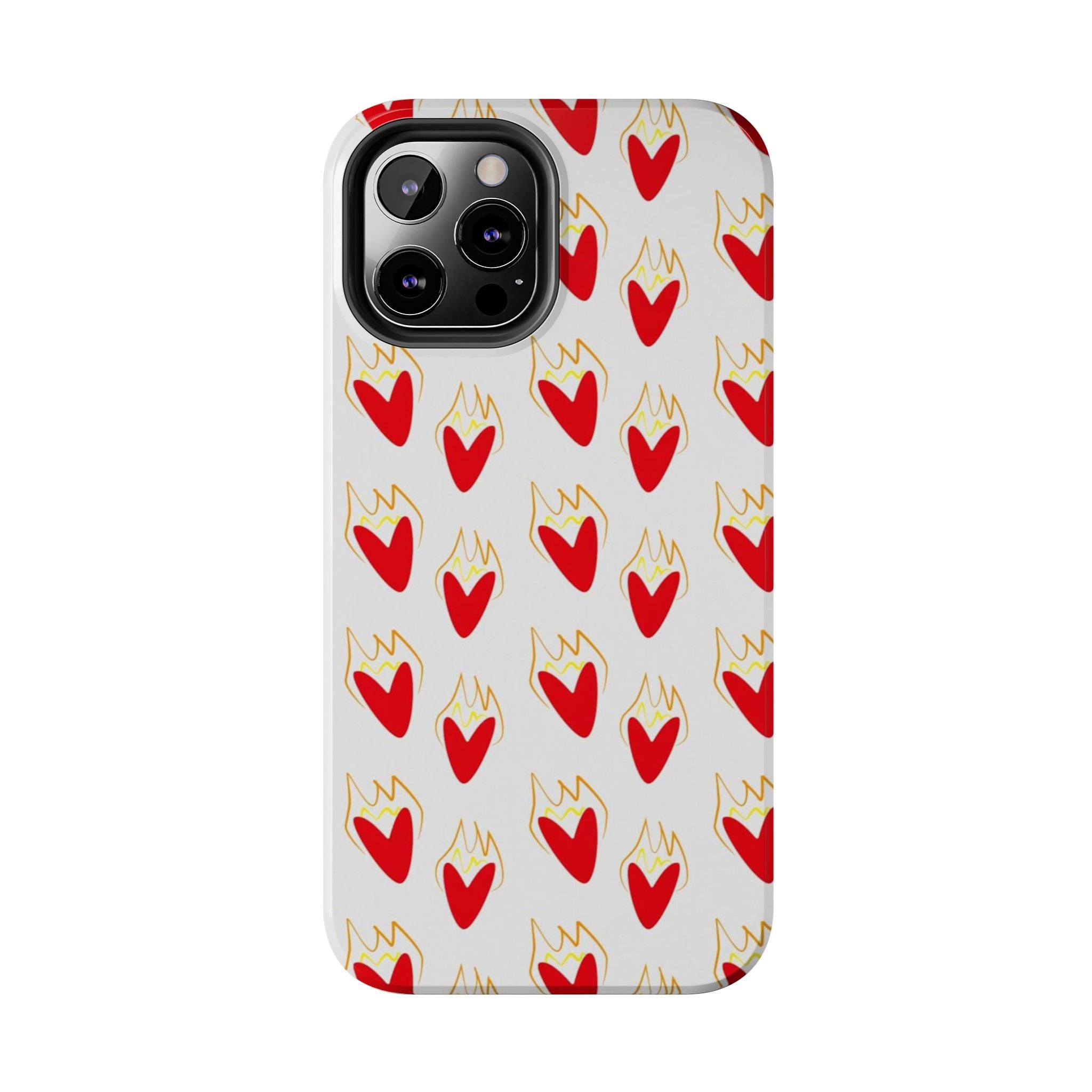 Tough Phone Case — Red Flaming Heart Pattern