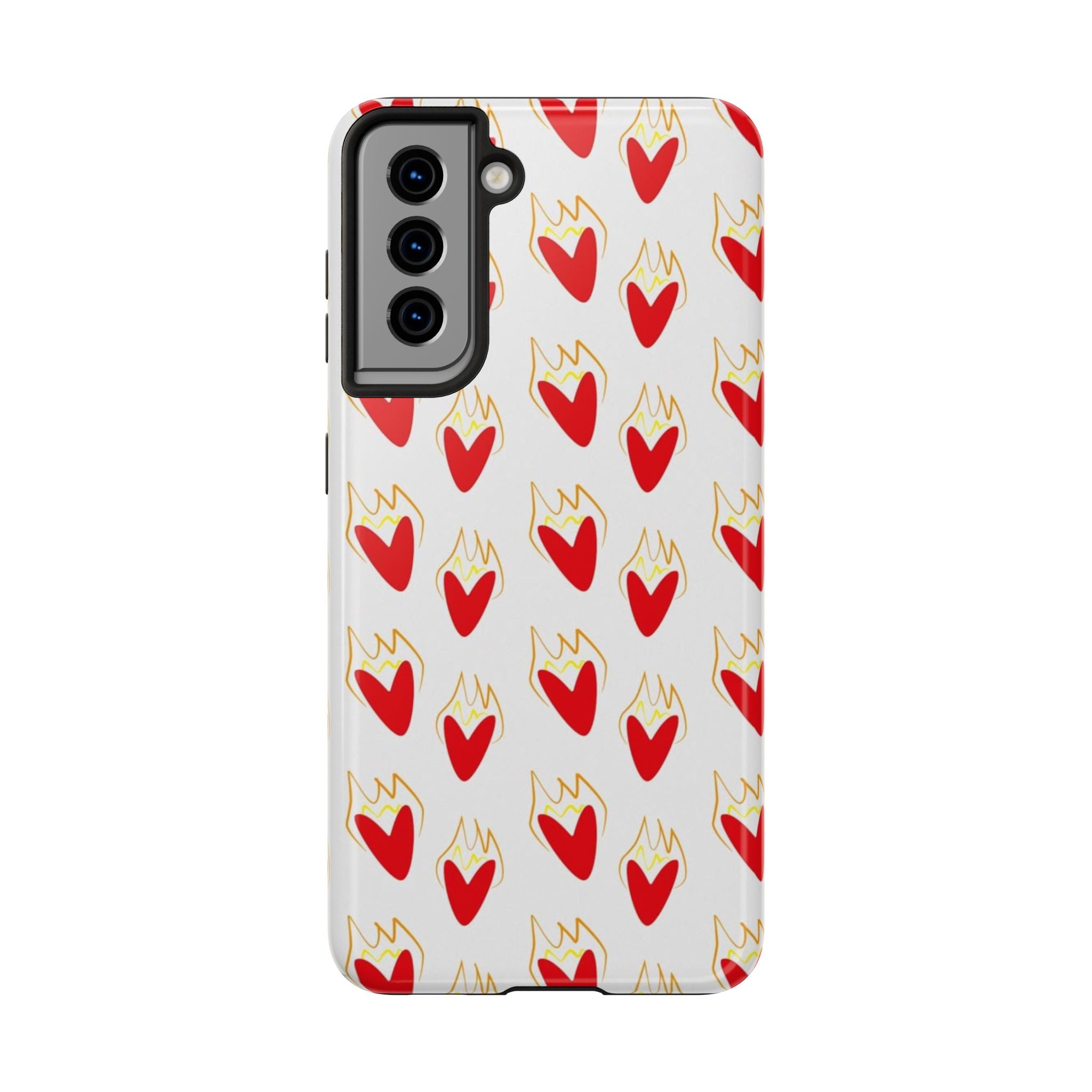 Tough Phone Case — Red Flaming Heart Pattern
