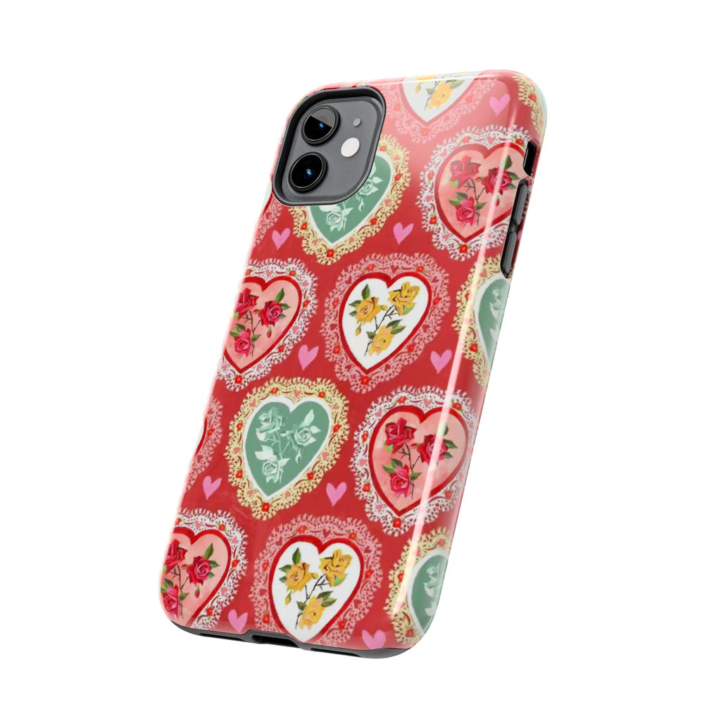 Vintage Floral Heart Tough Phone Case