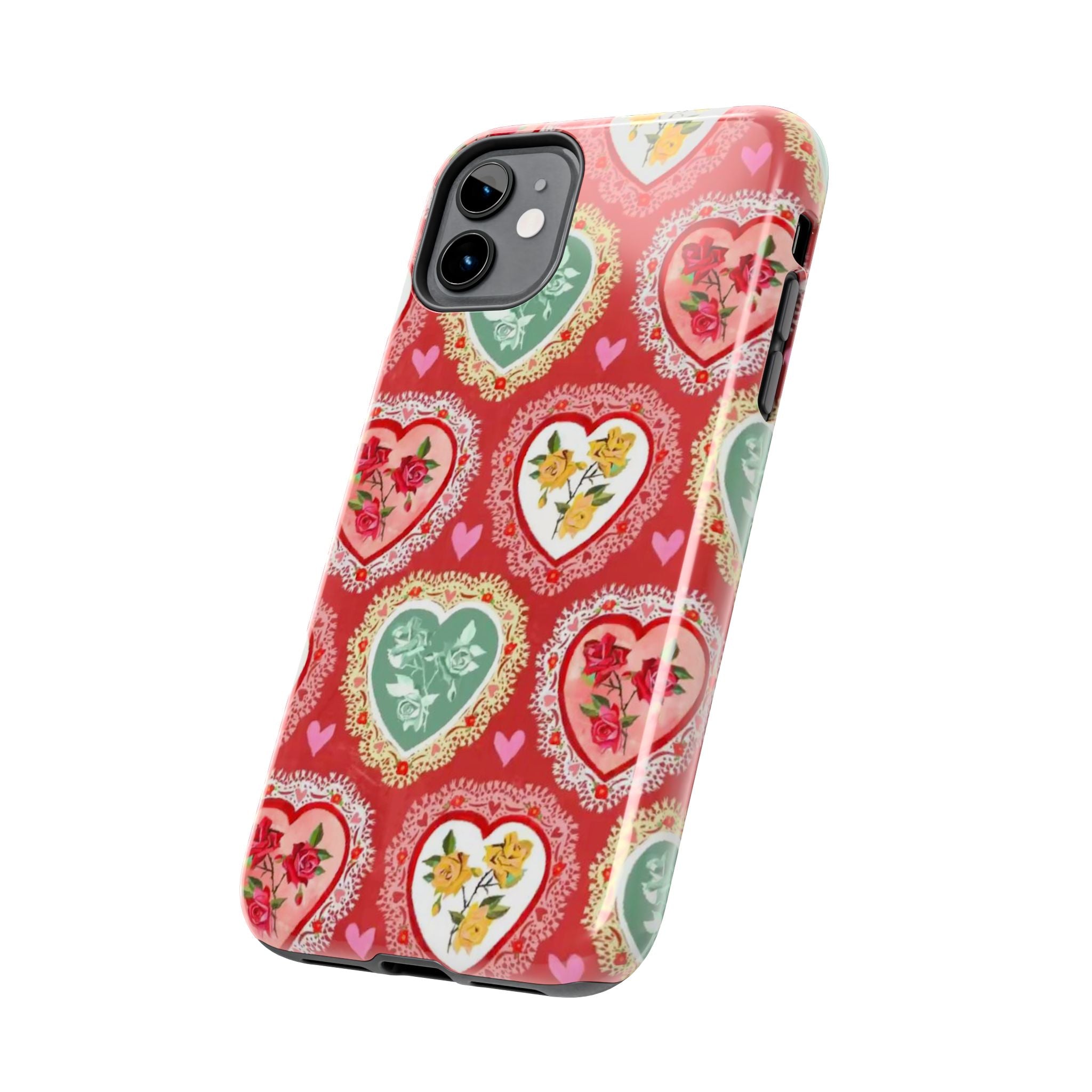 Vintage Floral Heart Tough Phone Case