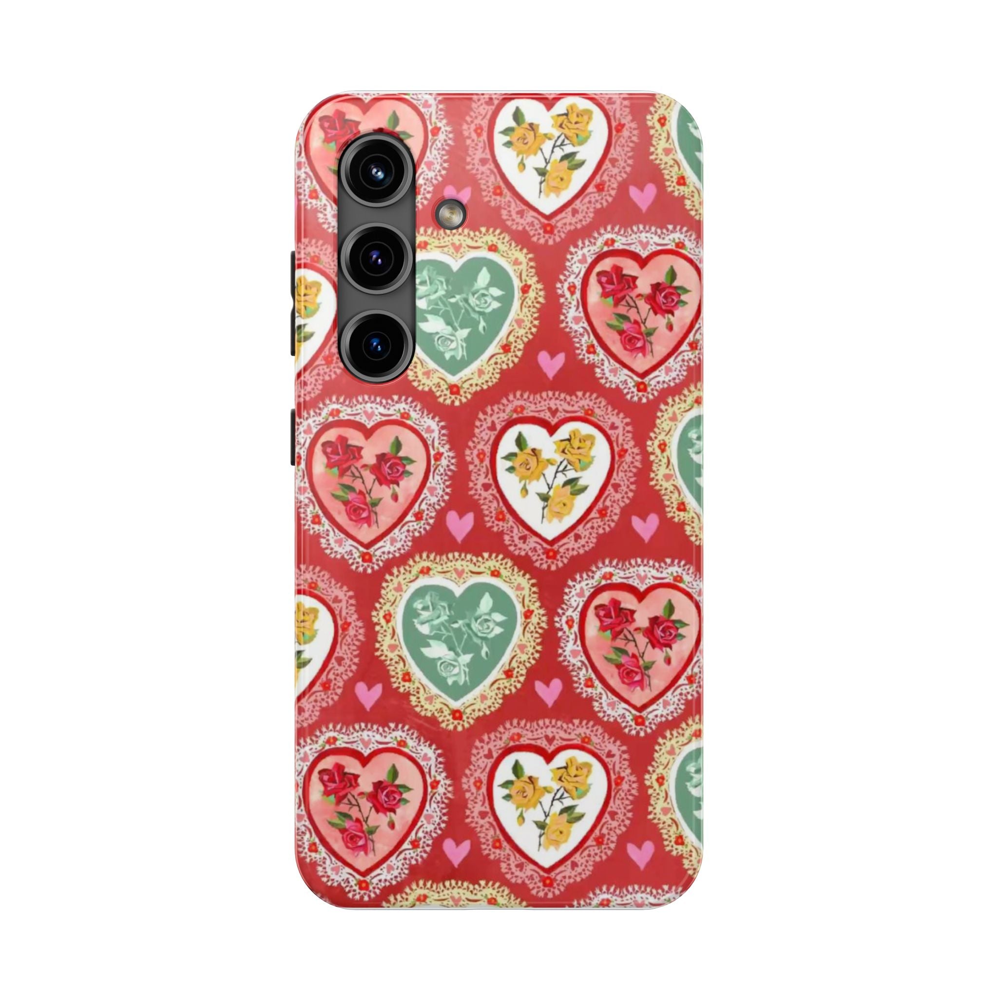 Vintage Floral Heart Tough Phone Case