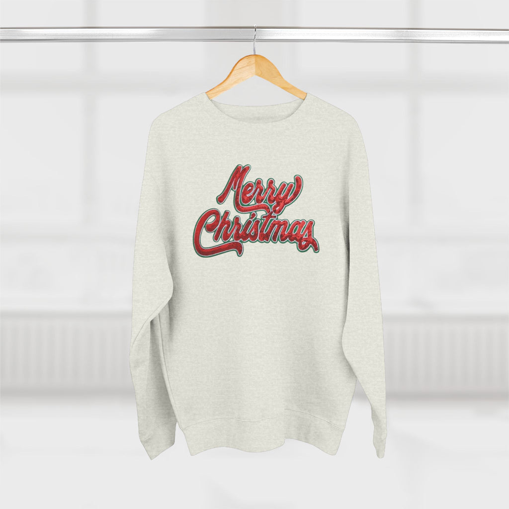 Merry Christmas Crewneck Sweatshirt – Retro Sequin Script Holiday Sweatshirt