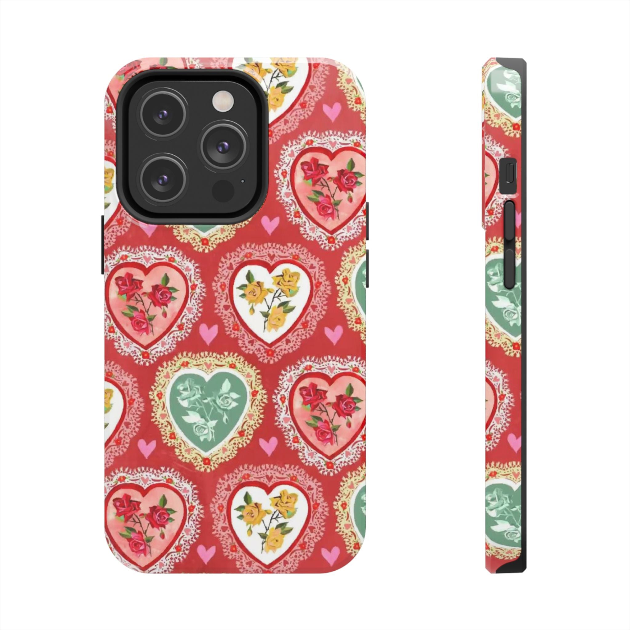 Vintage Floral Heart Tough Phone Case