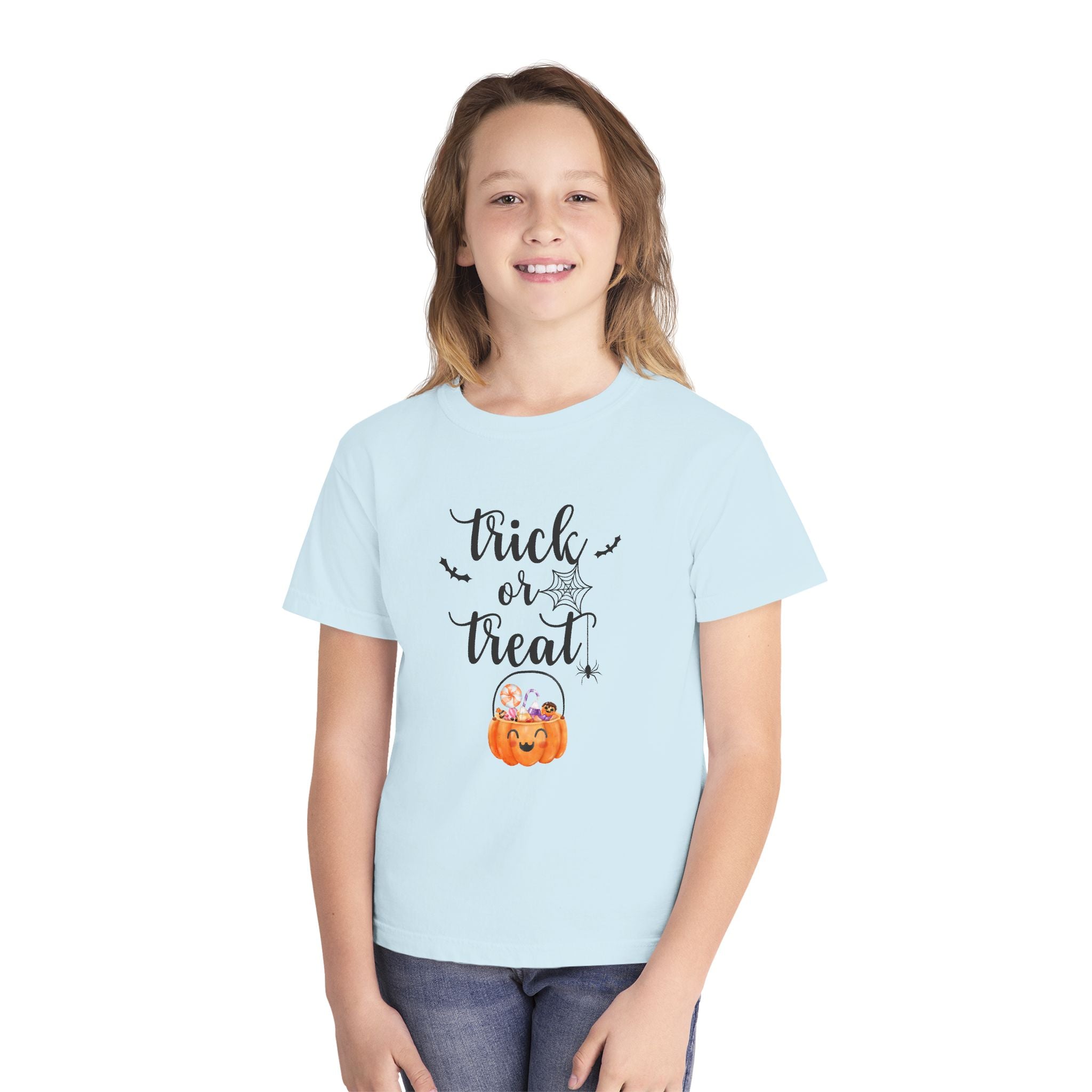 Trick or Treat Youth Tee - Halloween Shirt, Kids Halloween Tee