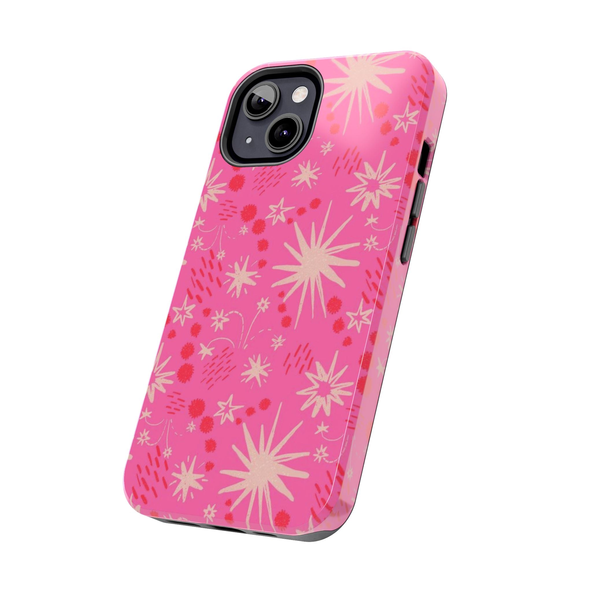 Tough Phone Case — Pink Retro Starburst Floral Protective Cover