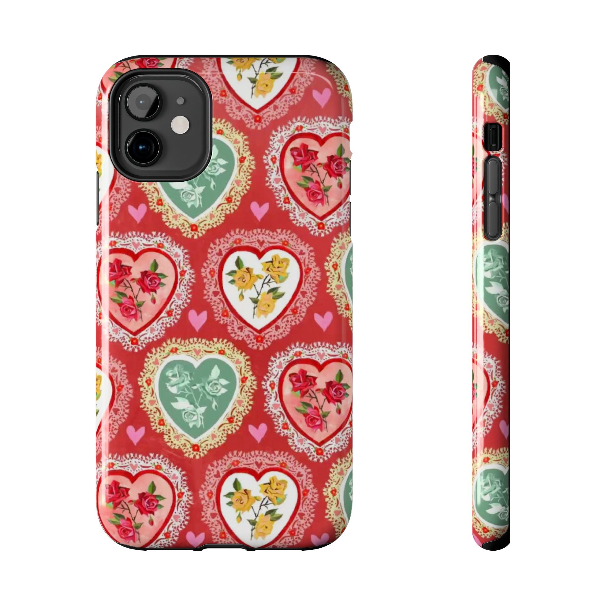 Vintage Floral Heart Tough Phone Case
