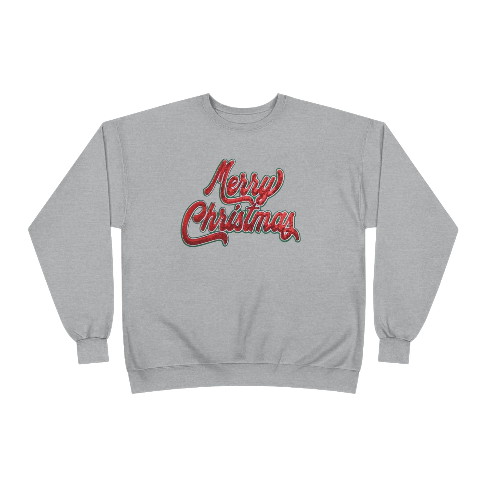 Merry Christmas Crewneck Sweatshirt — Retro Sequin Holiday Sweater