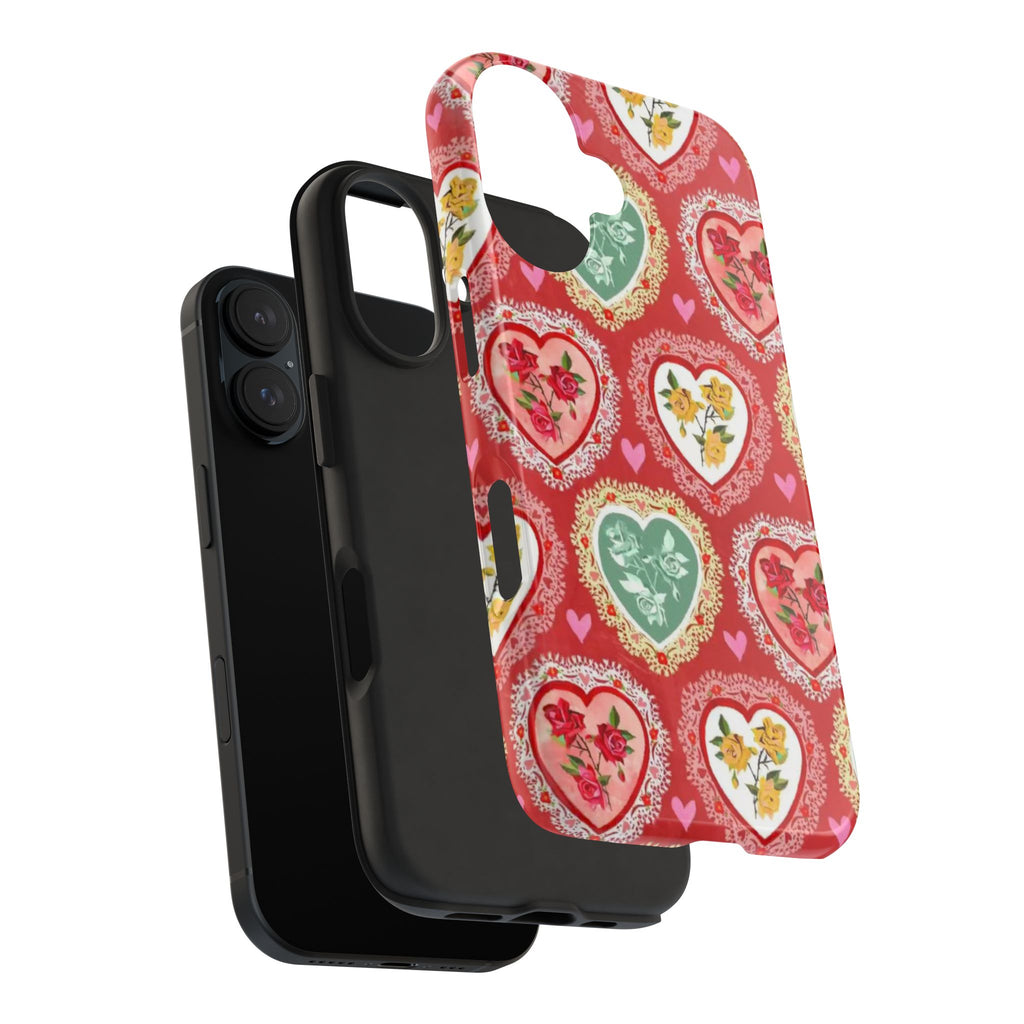 Vintage Floral Heart Tough Phone Case