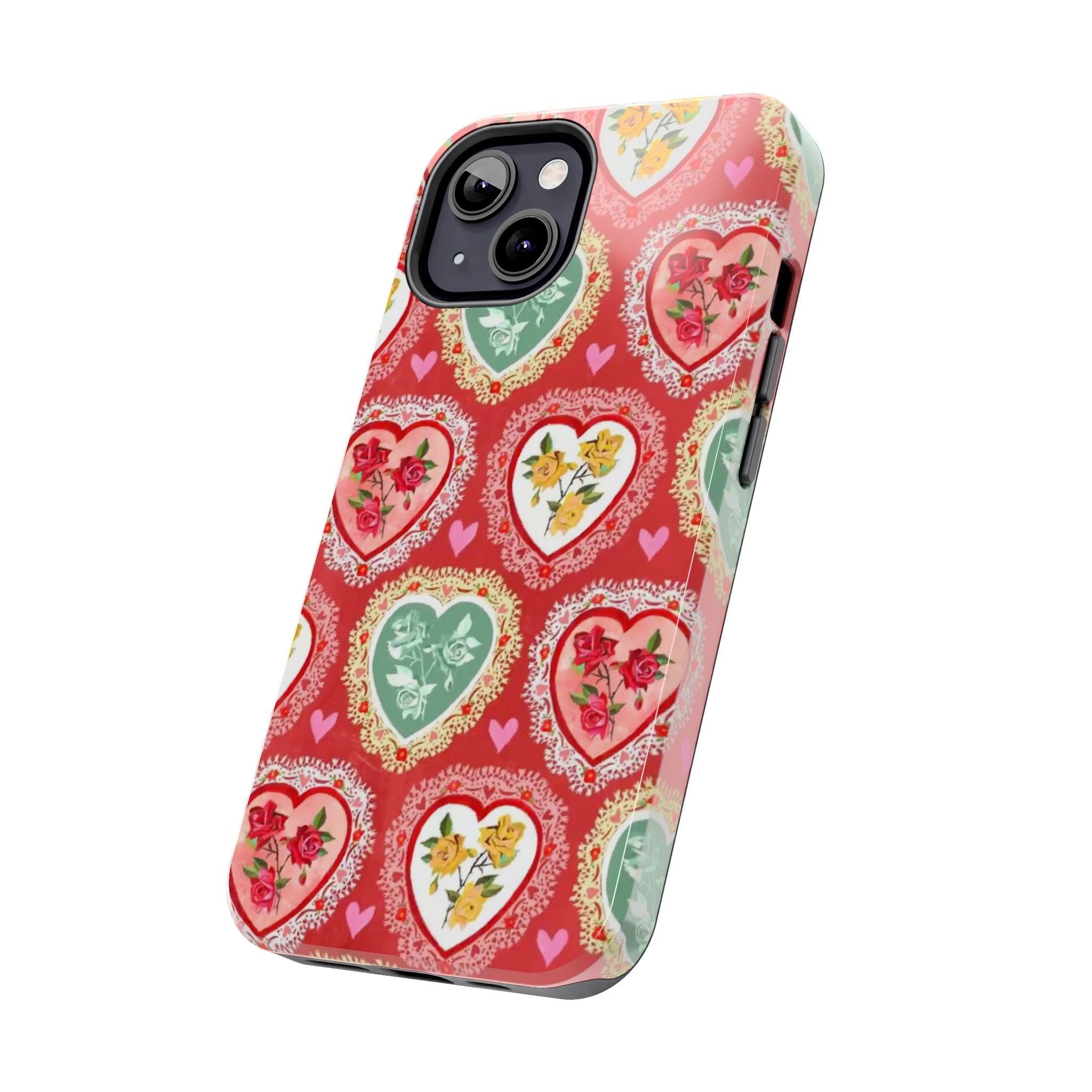 Vintage Floral Heart Tough Phone Case