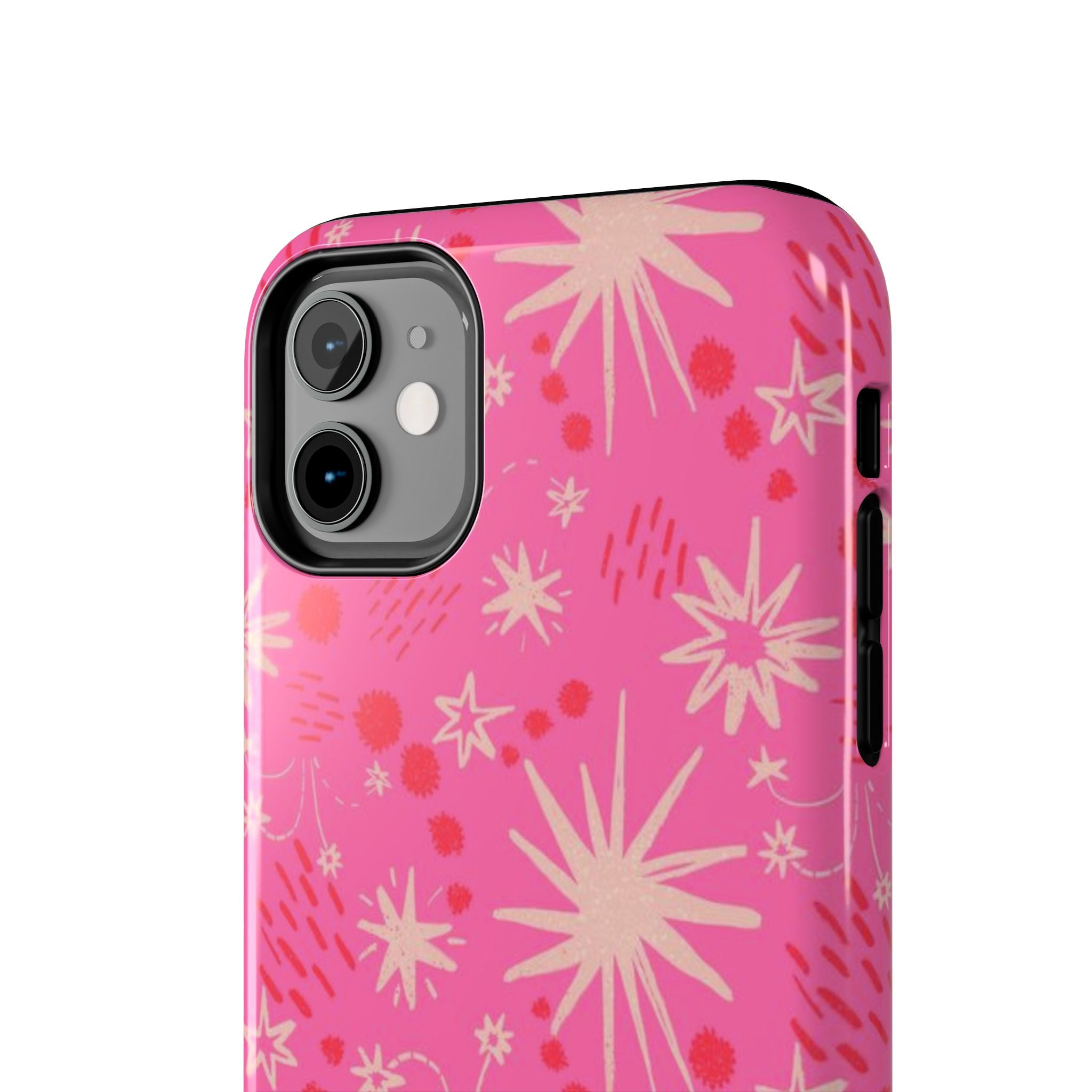 Tough Phone Case — Pink Retro Starburst Floral Protective Cover