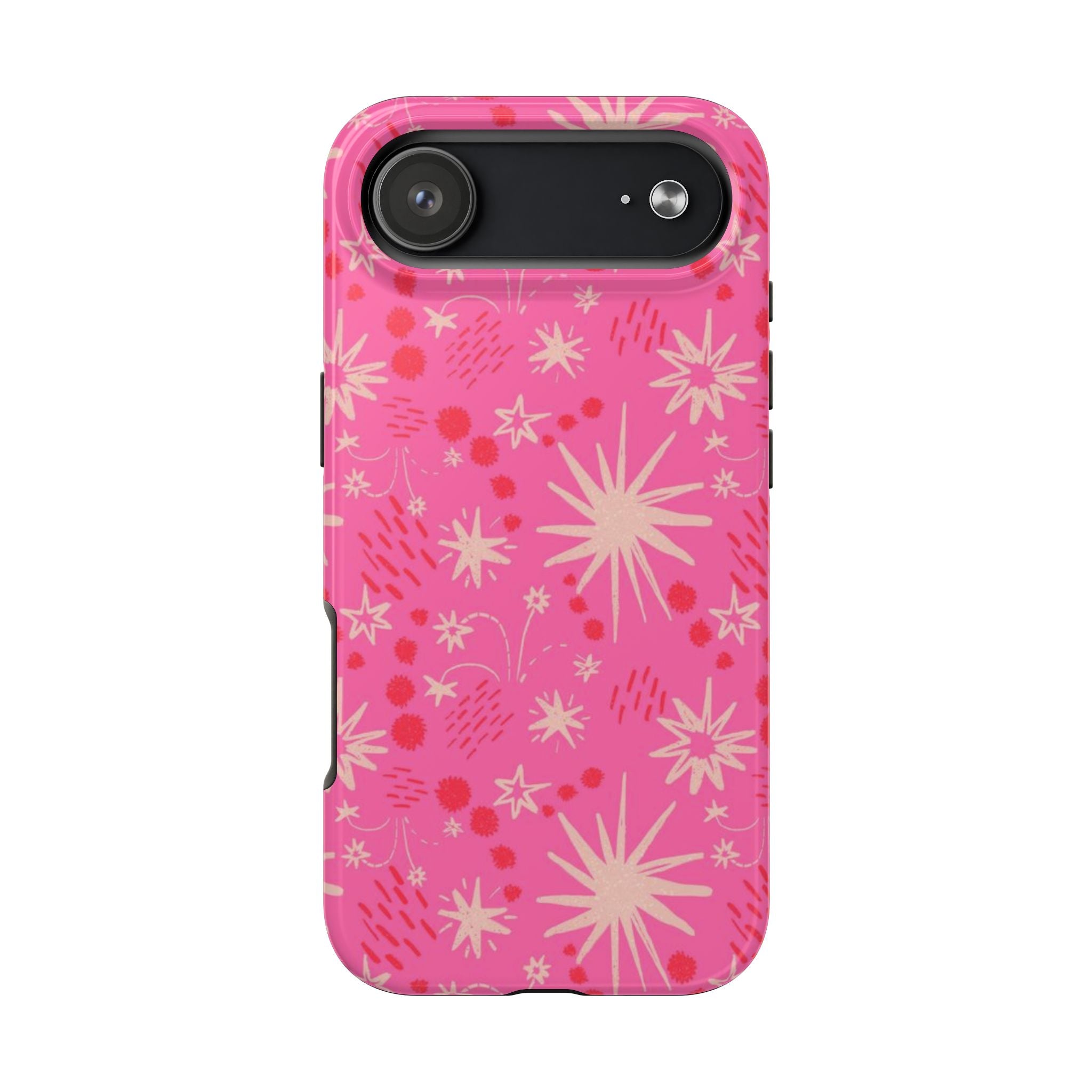 Tough Phone Case — Pink Retro Starburst Floral Protective Cover