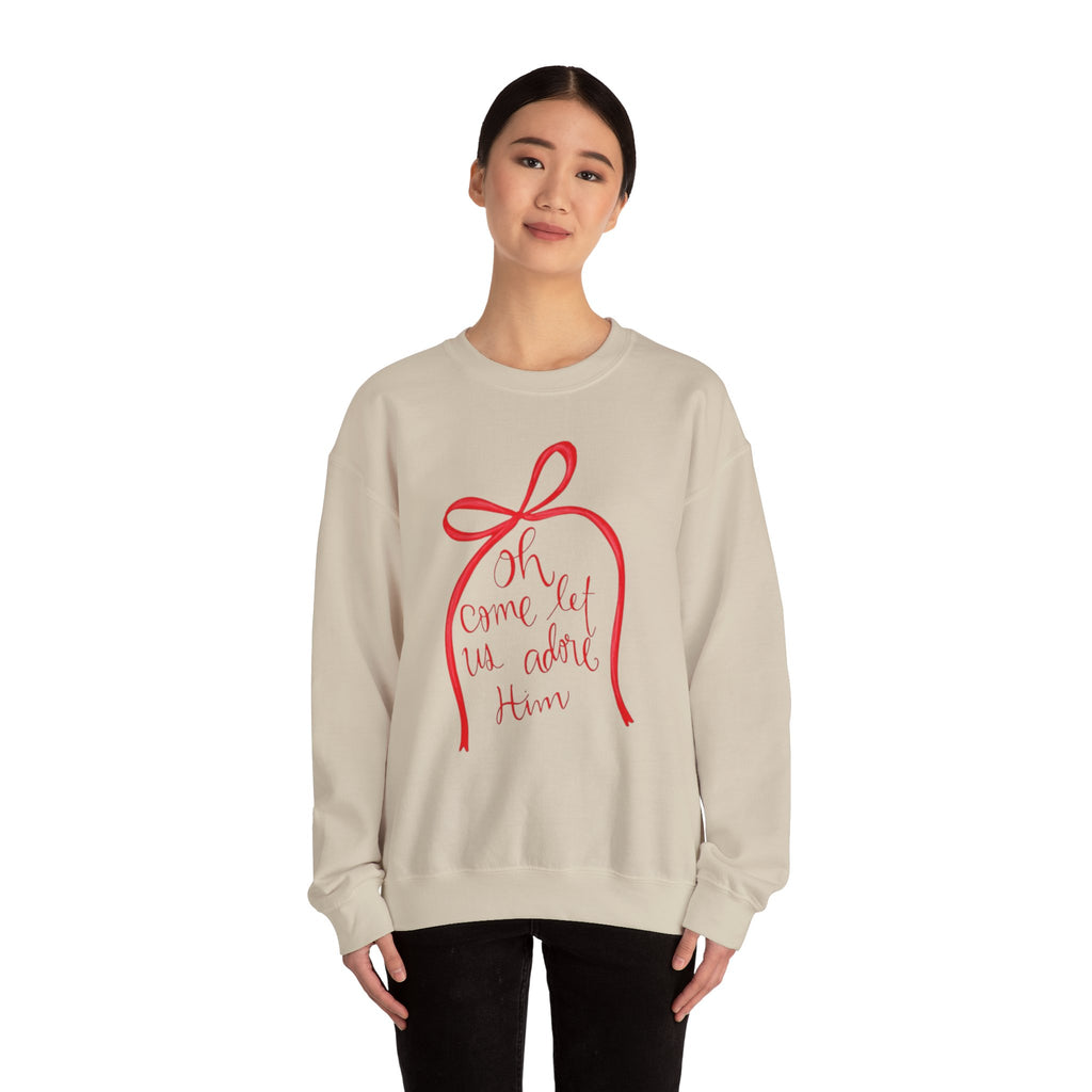 Let Us Adore Him Bow Crewneck Sweatshirt