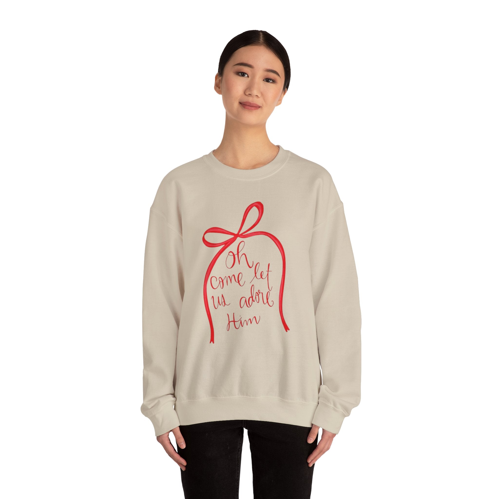 Let Us Adore Him Bow Crewneck Sweatshirt