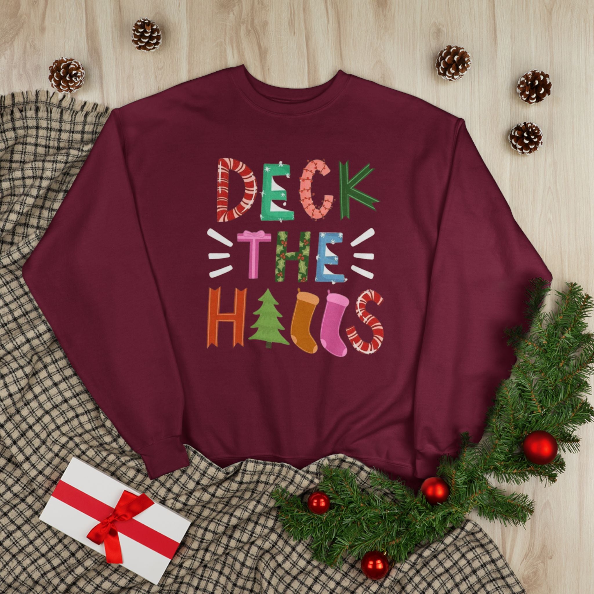 Festive EcoSmart Crewneck Sweatshirt - "Deck the Halls"