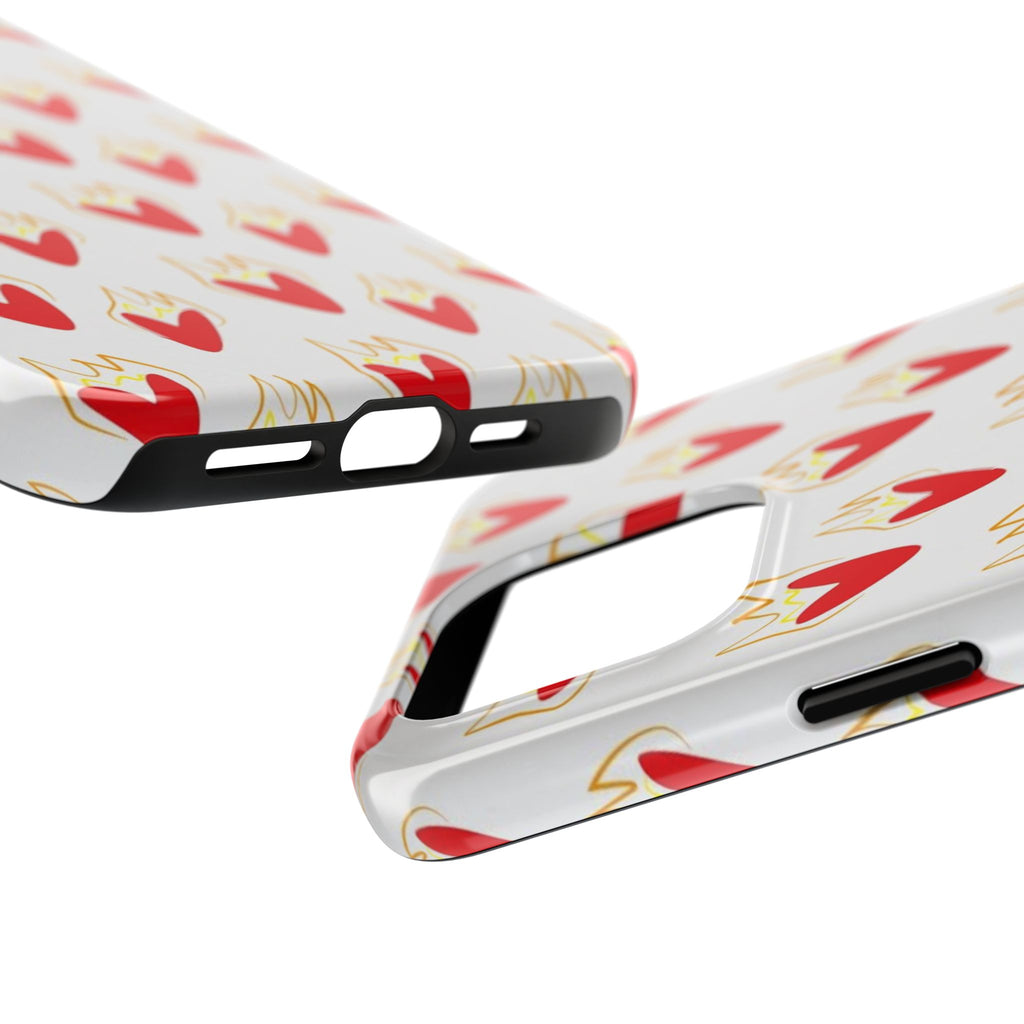 Tough Phone Case — Red Flaming Heart Pattern