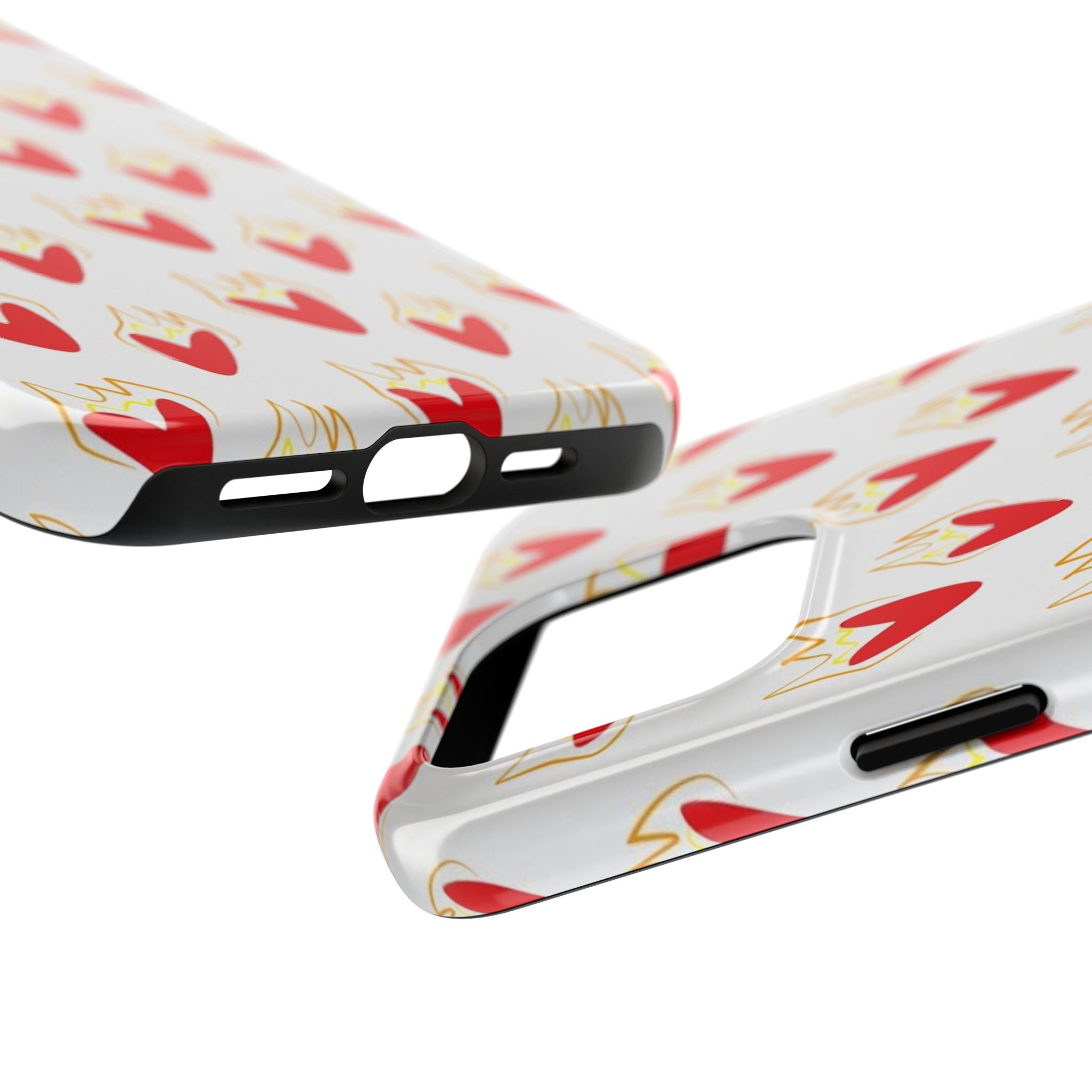 Tough Phone Case — Red Flaming Heart Pattern