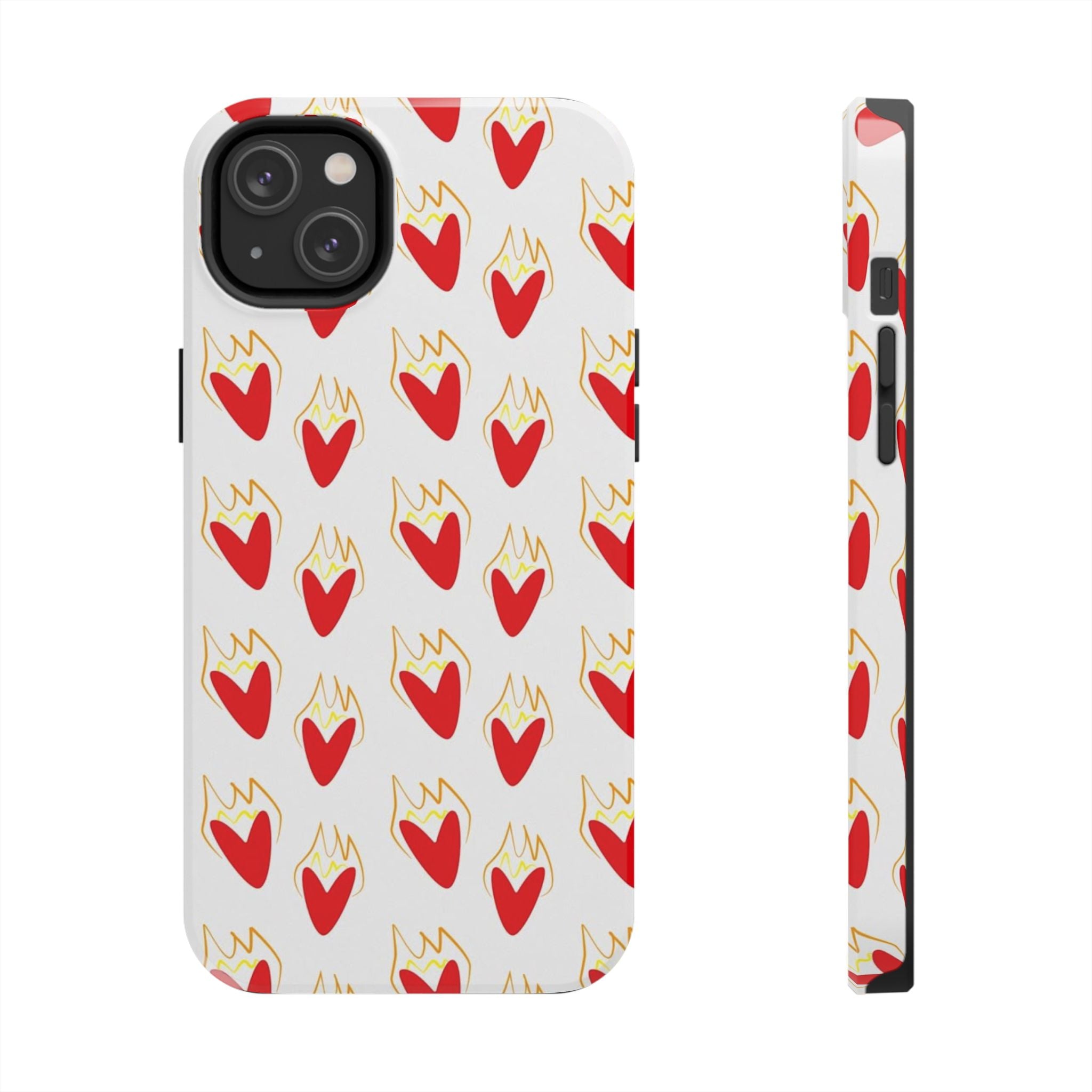 Tough Phone Case — Red Flaming Heart Pattern