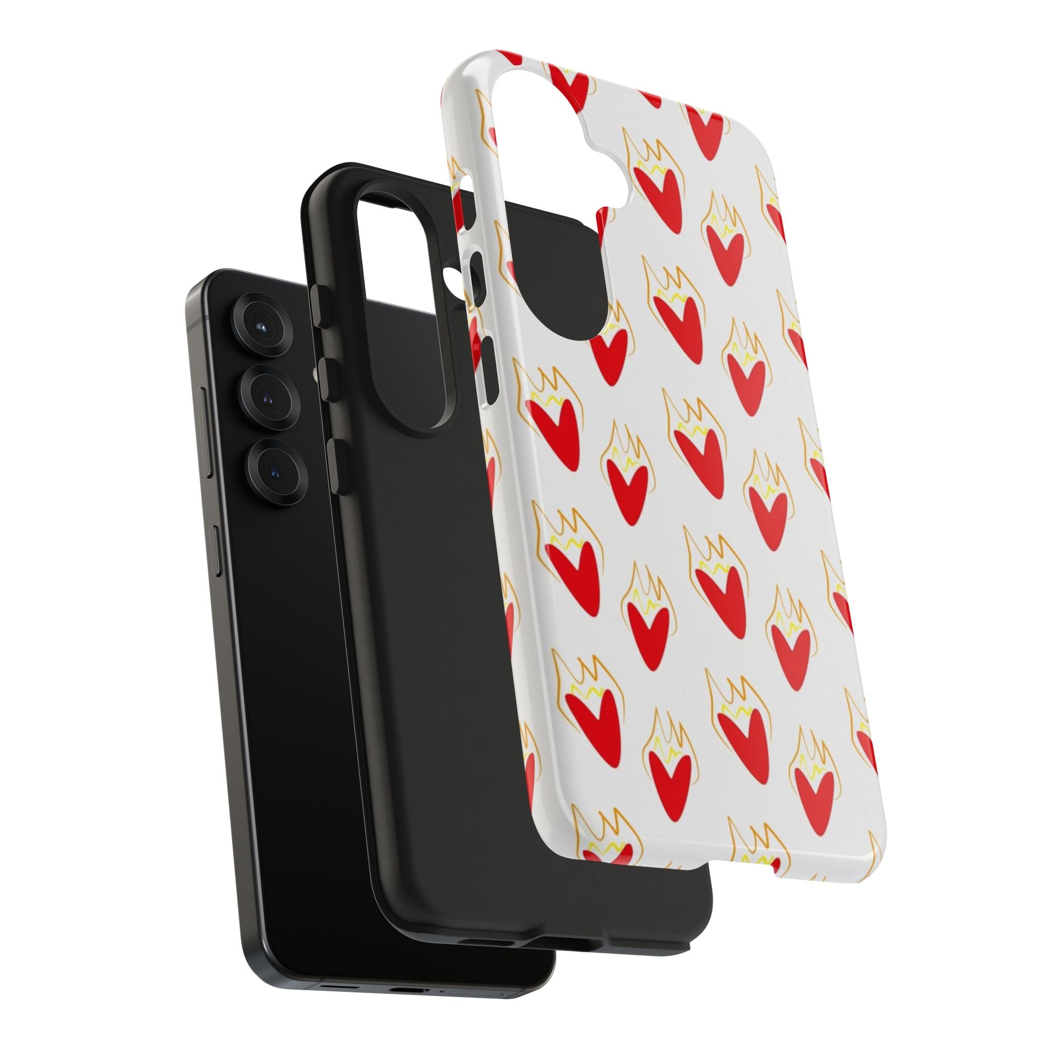 Tough Phone Case — Red Flaming Heart Pattern
