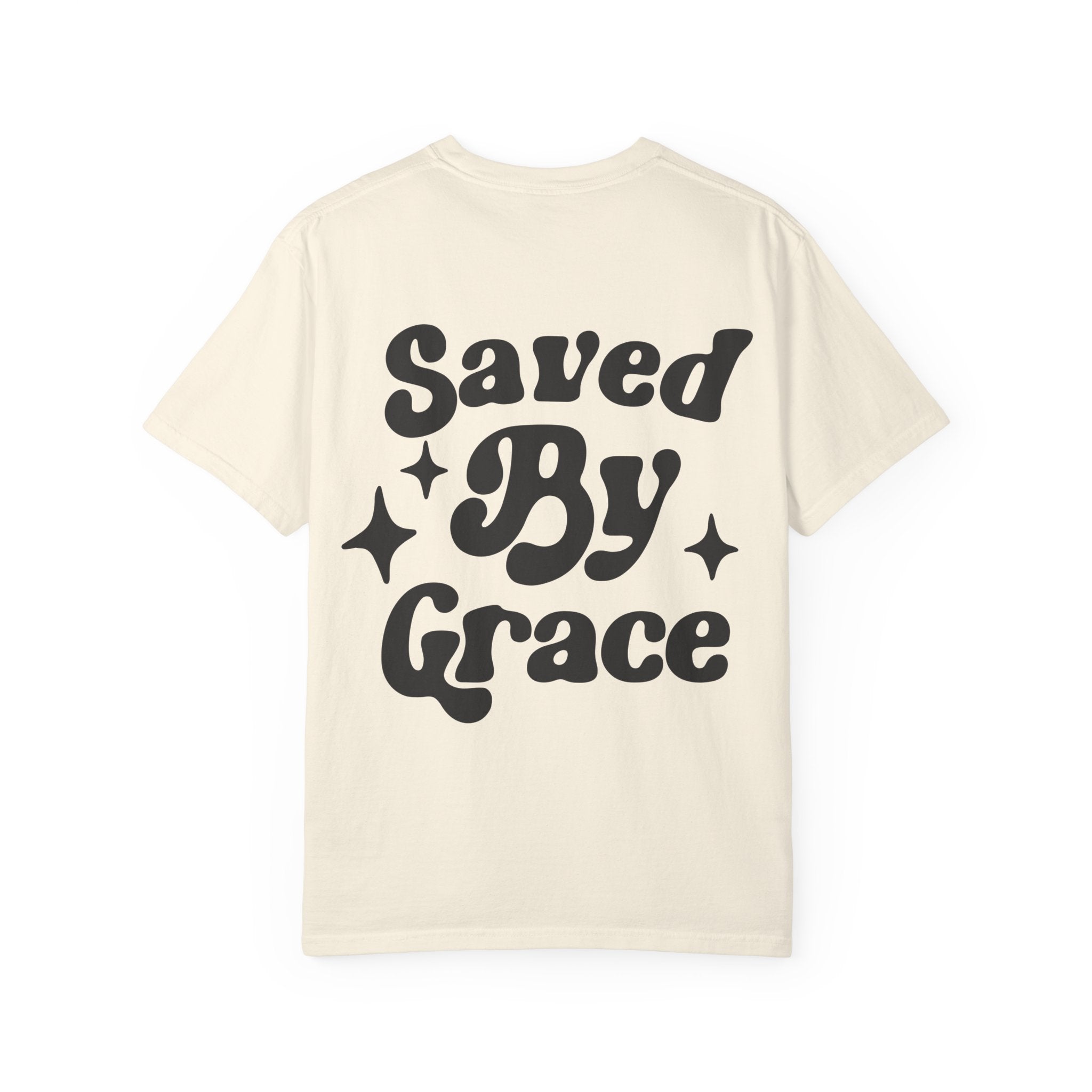 Garment-Dyed T-Shirt with 'Saved By Grace' Design