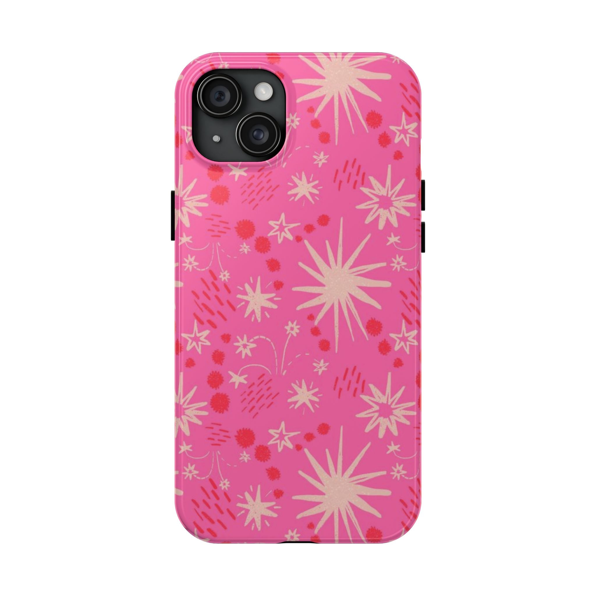 Tough Phone Case — Pink Retro Starburst Floral Protective Cover