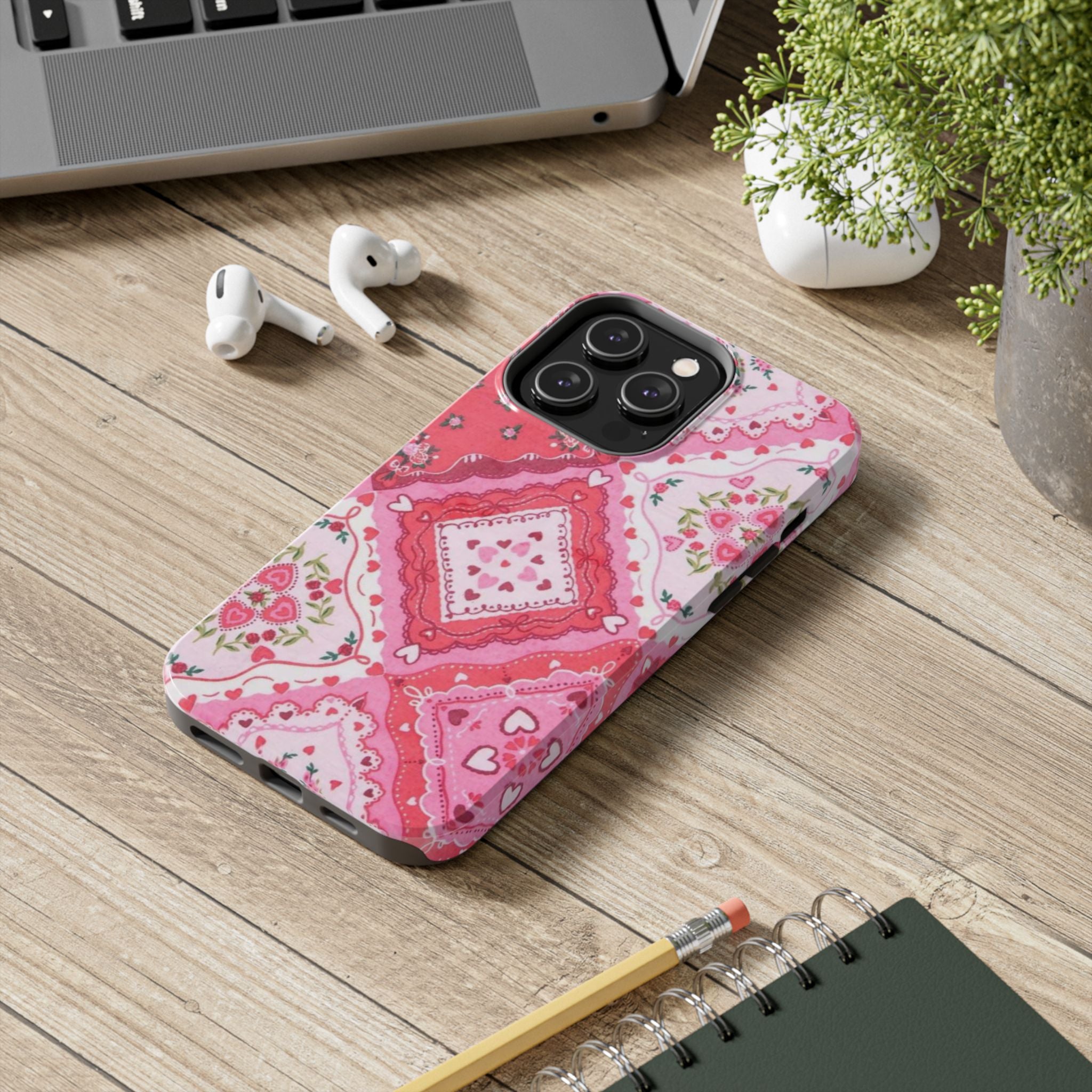 Pink Bandana Heart Tough Phone Case