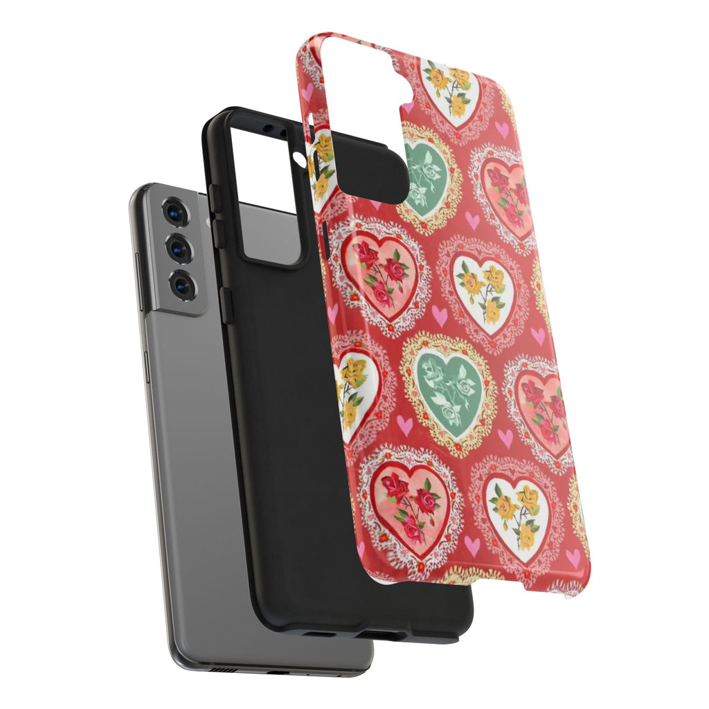 Vintage Floral Heart Tough Phone Case