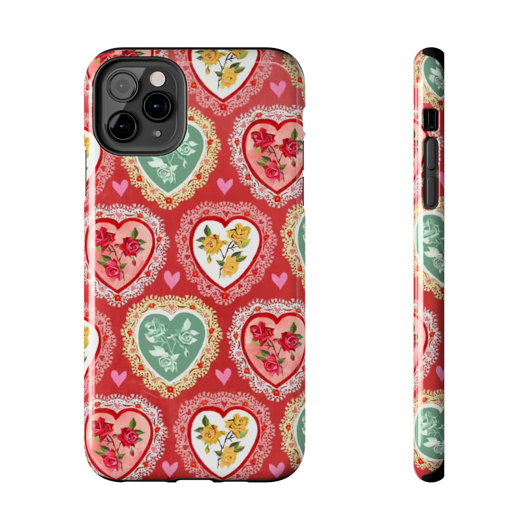 Vintage Floral Heart Tough Phone Case
