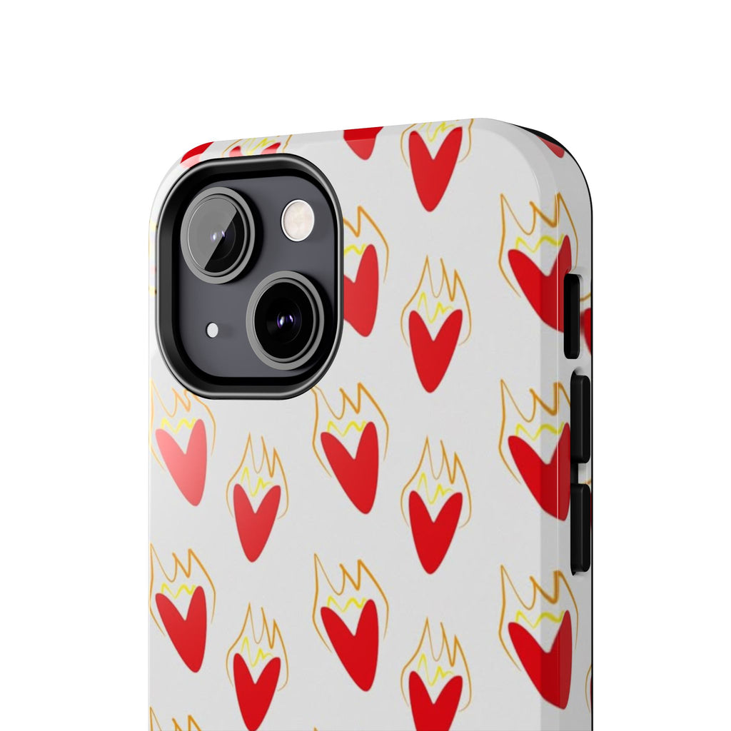 Tough Phone Case — Red Flaming Heart Pattern