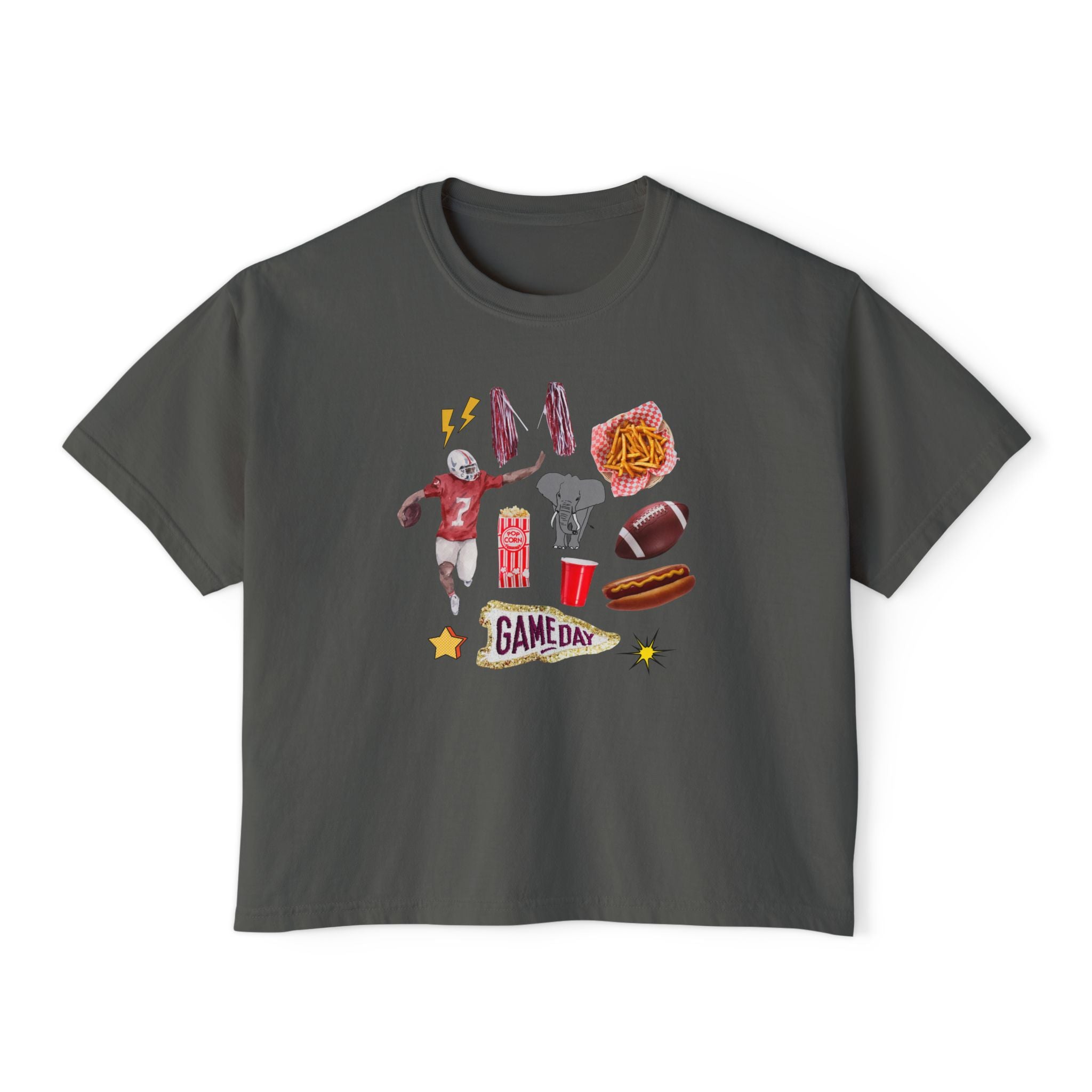 Women's Bama Football Charm Boxy Tee