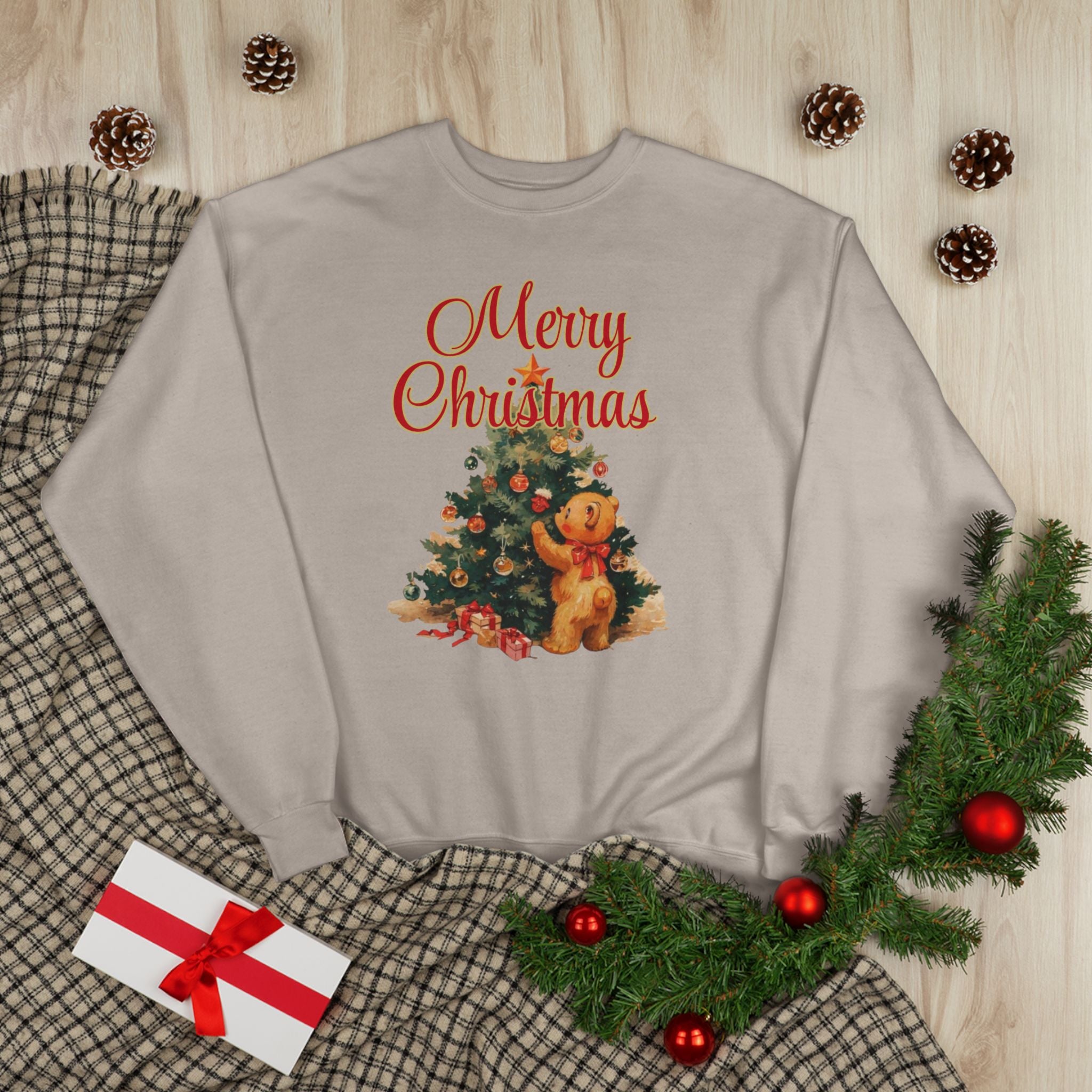 Christmas Tree Teddy Sweatshirt — Vintage Holiday Crewneck