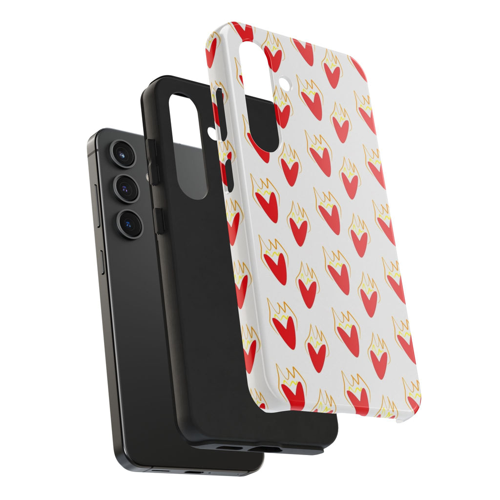 Tough Phone Case — Red Flaming Heart Pattern