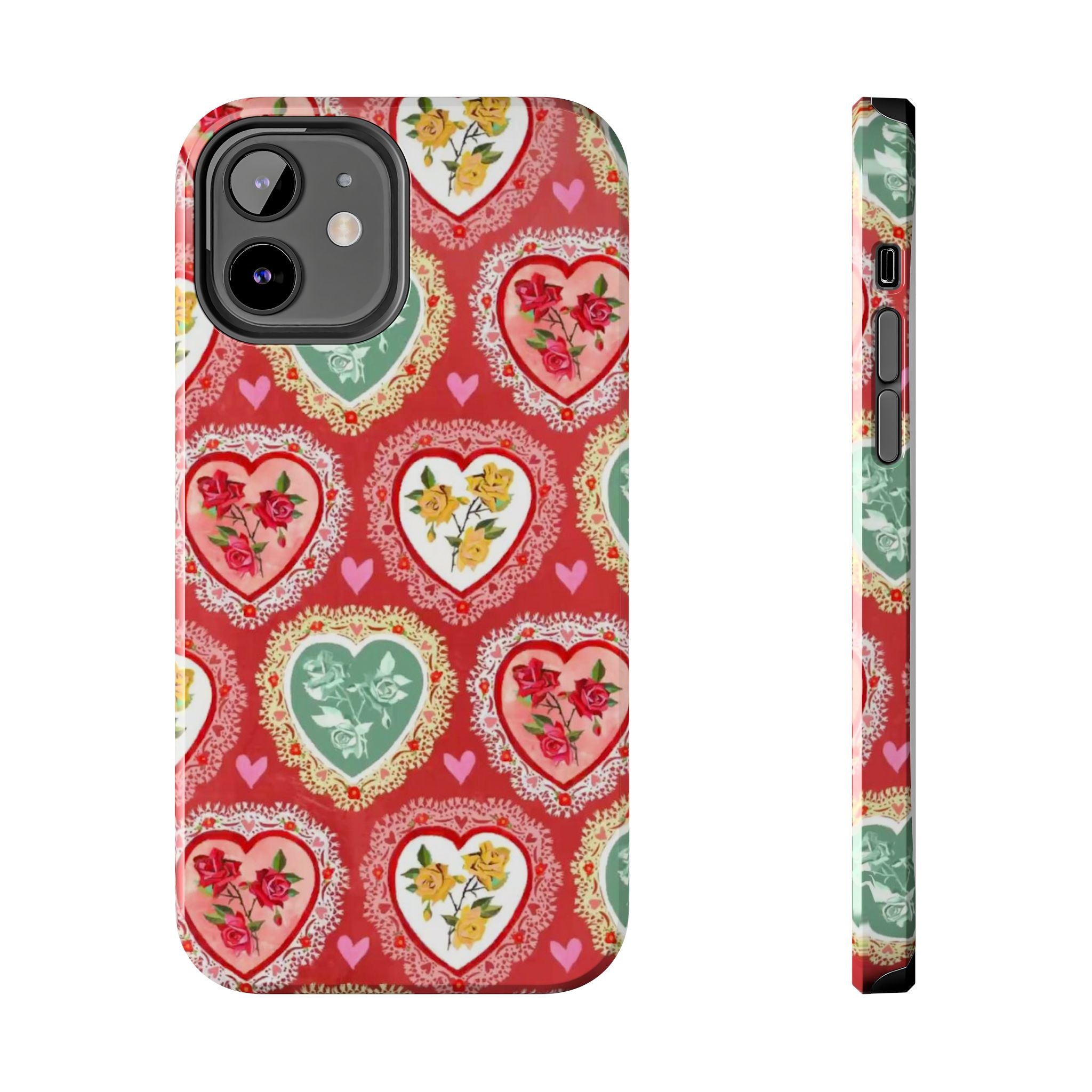 Vintage Floral Heart Tough Phone Case
