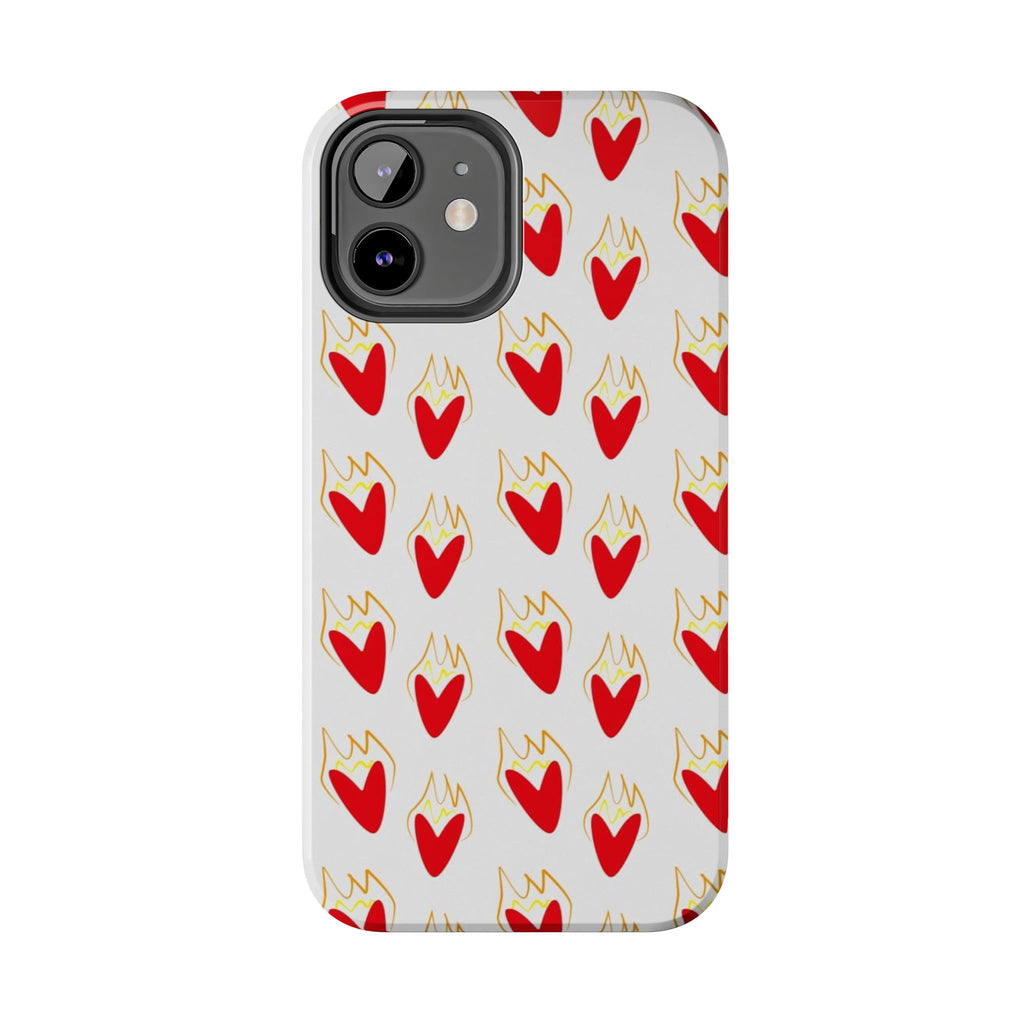 Tough Phone Case — Red Flaming Heart Pattern