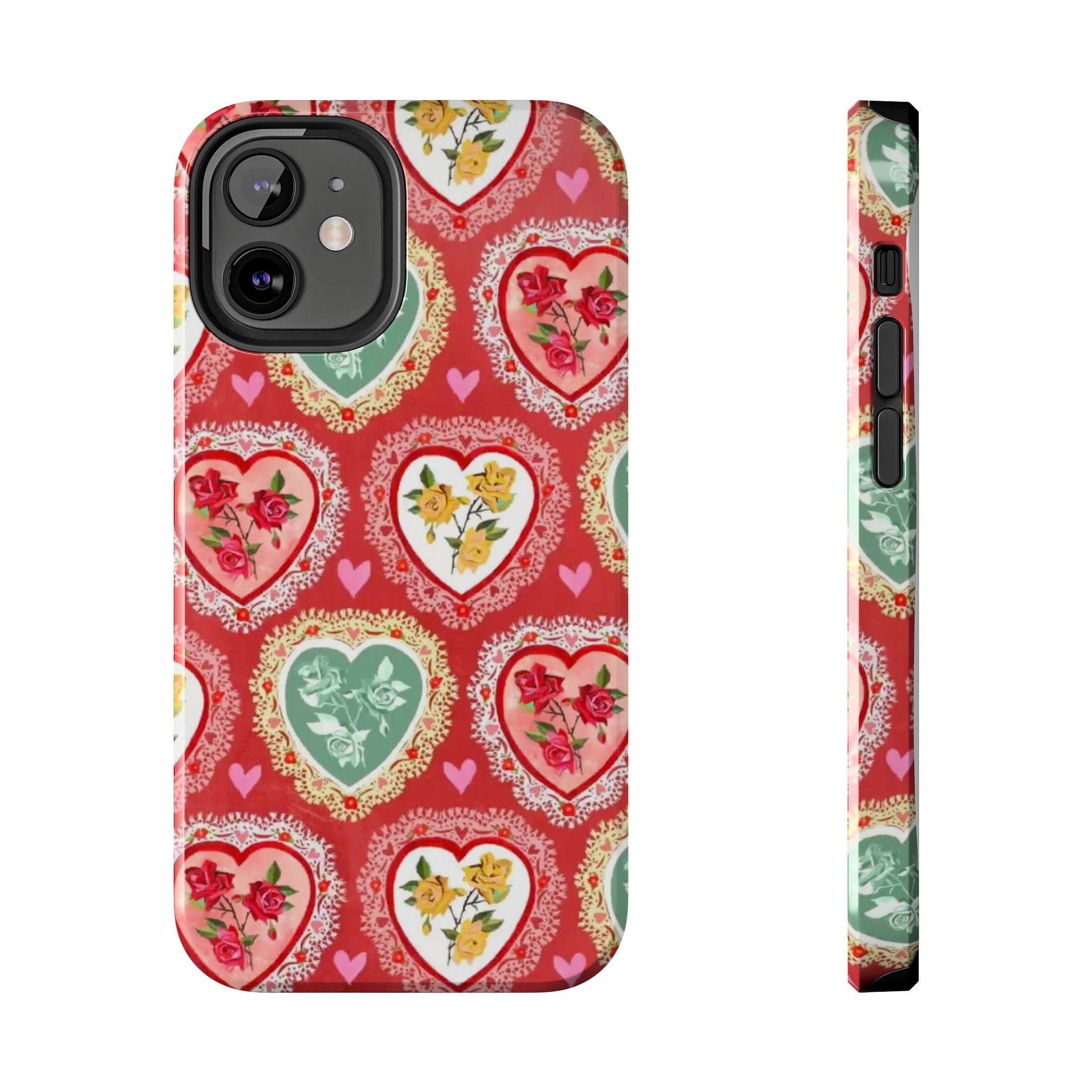 Vintage Floral Heart Tough Phone Case