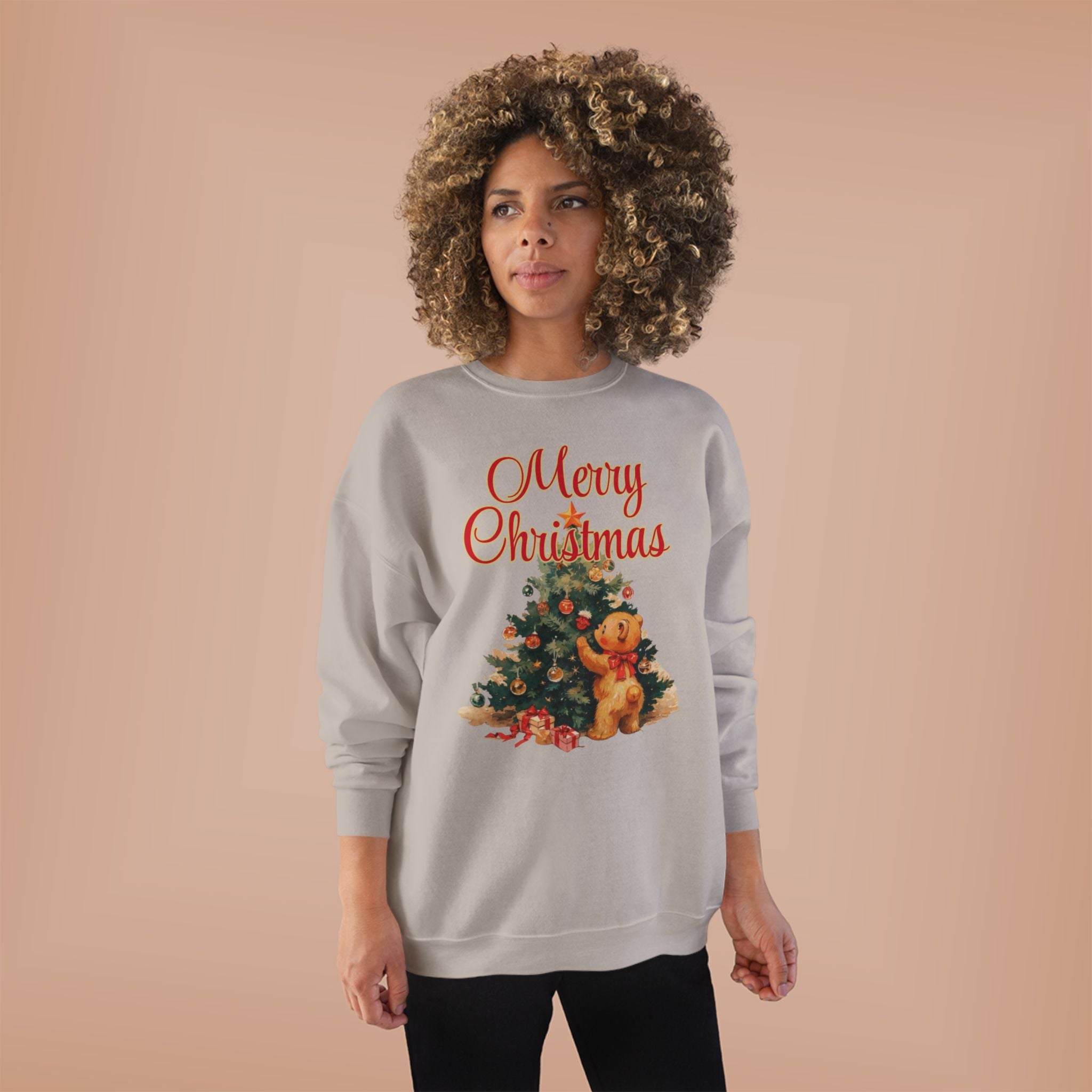 Christmas Tree Teddy Sweatshirt — Vintage Holiday Crewneck