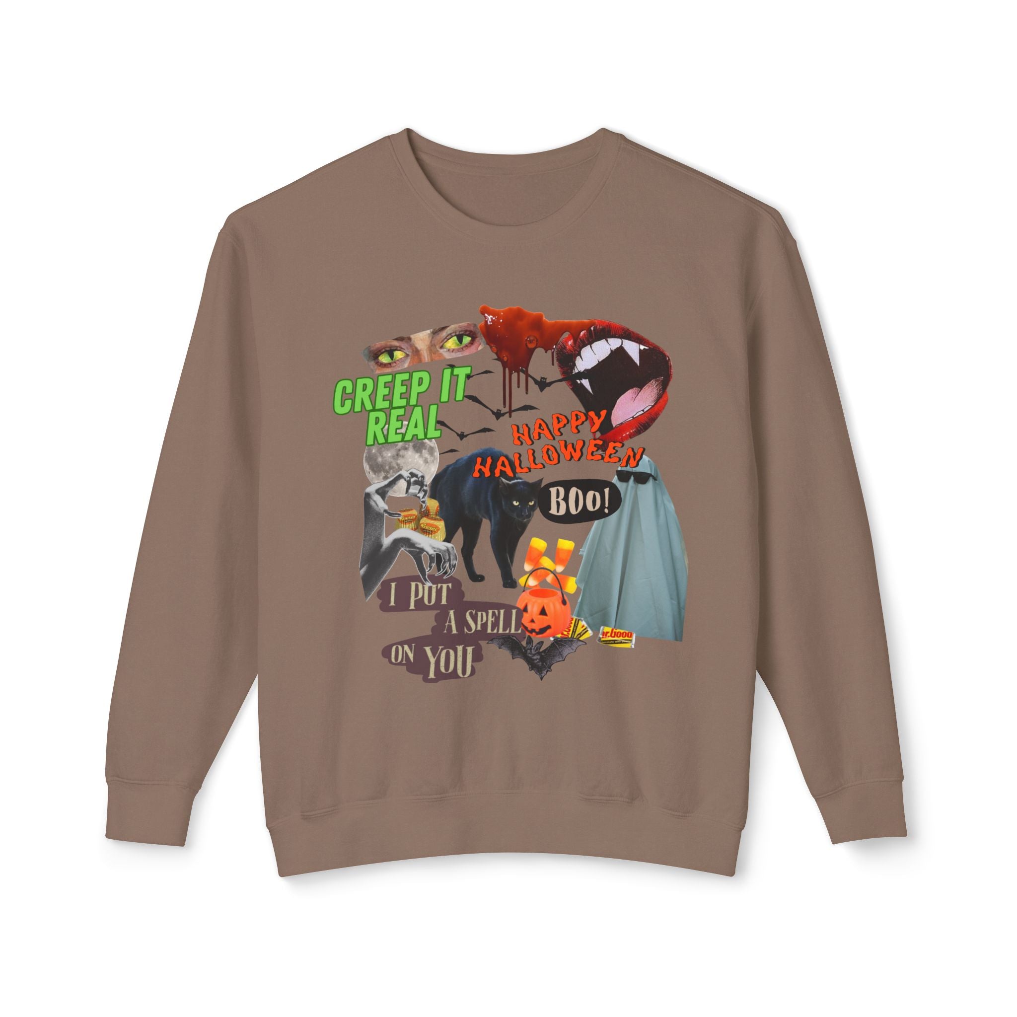 Halloween-Themed Unisex Lightweight Crewneck Sweatshirt