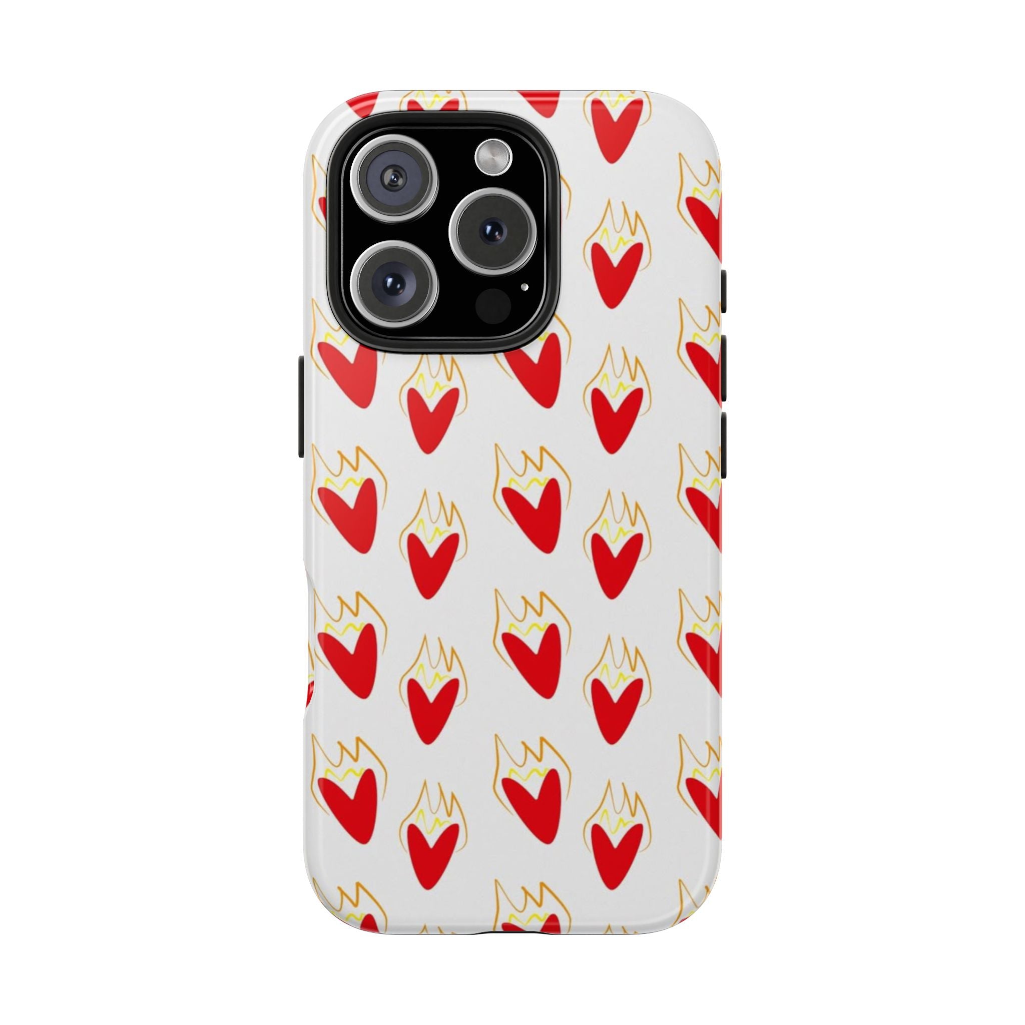 Tough Phone Case — Red Flaming Heart Pattern