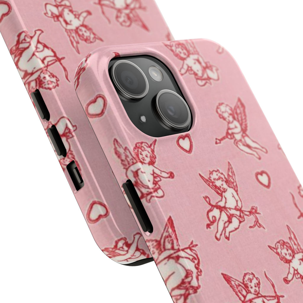 Pink Cupid Pattern Tough Phone Case – Valentine’s Day Protective Case