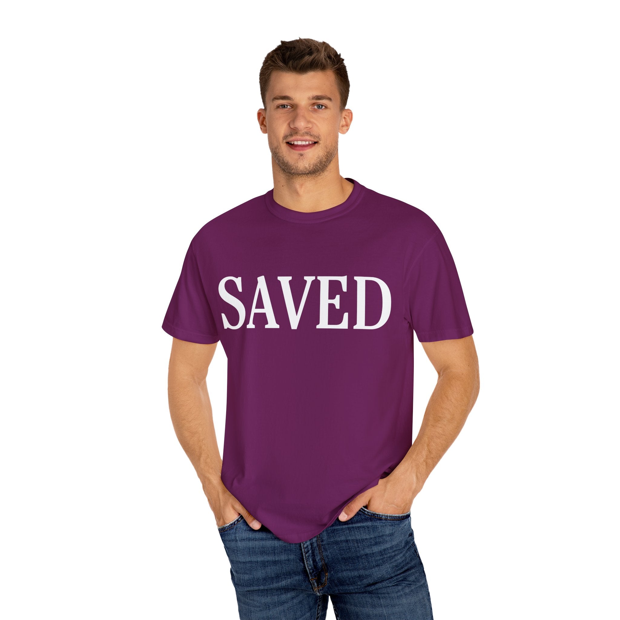 Saved Unisex Garment-Dyed T-Shirt, Inspirational Tee, Faith Shirt