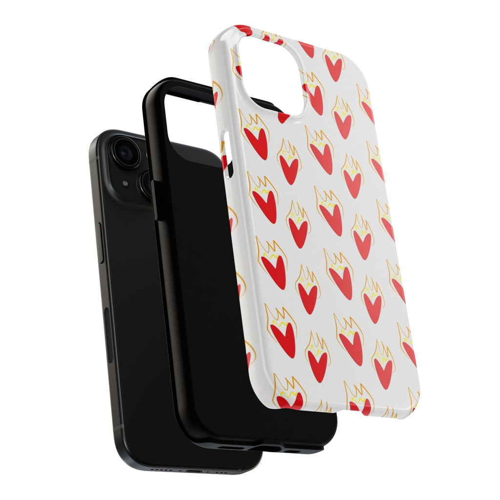 Tough Phone Case — Red Flaming Heart Pattern