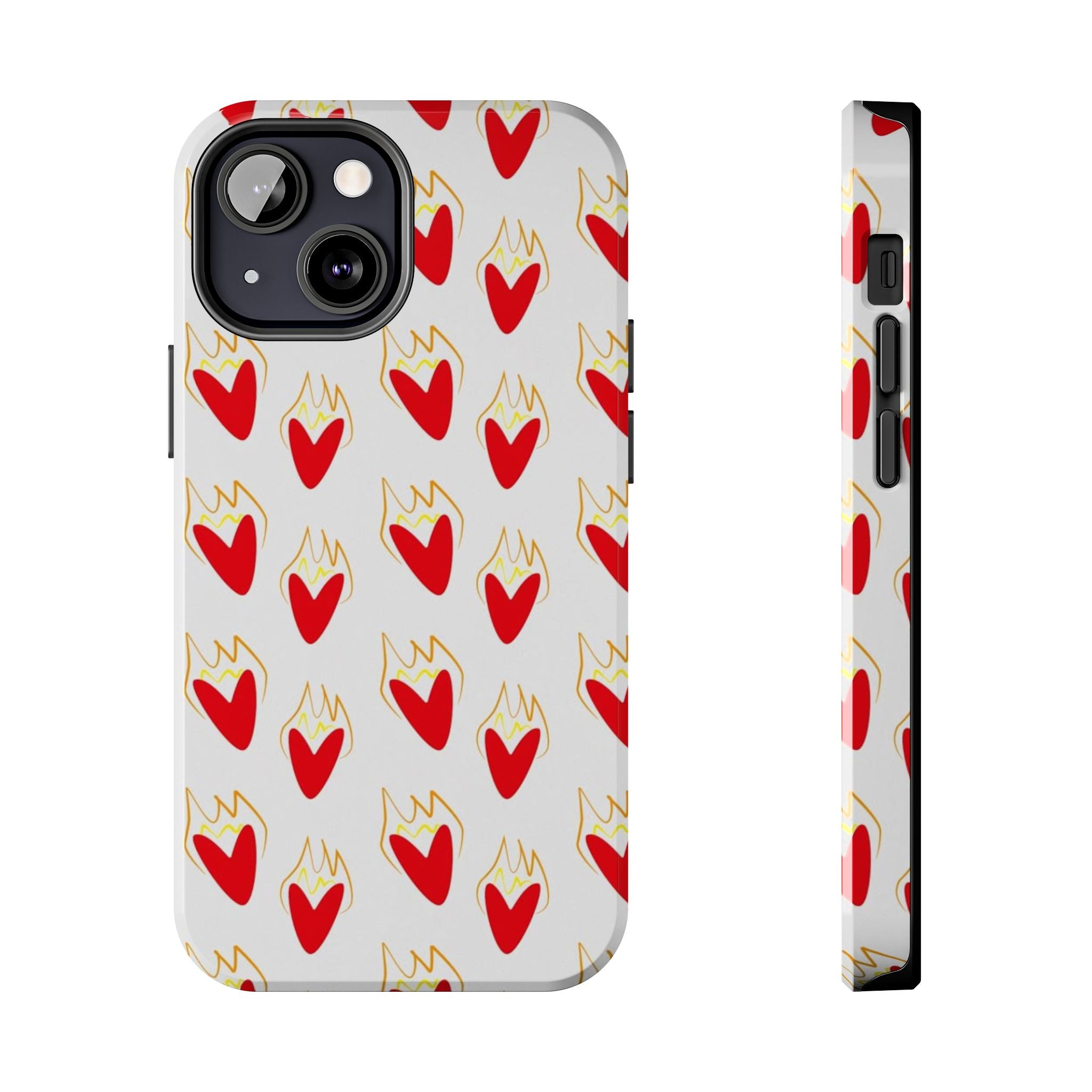 Tough Phone Case — Red Flaming Heart Pattern
