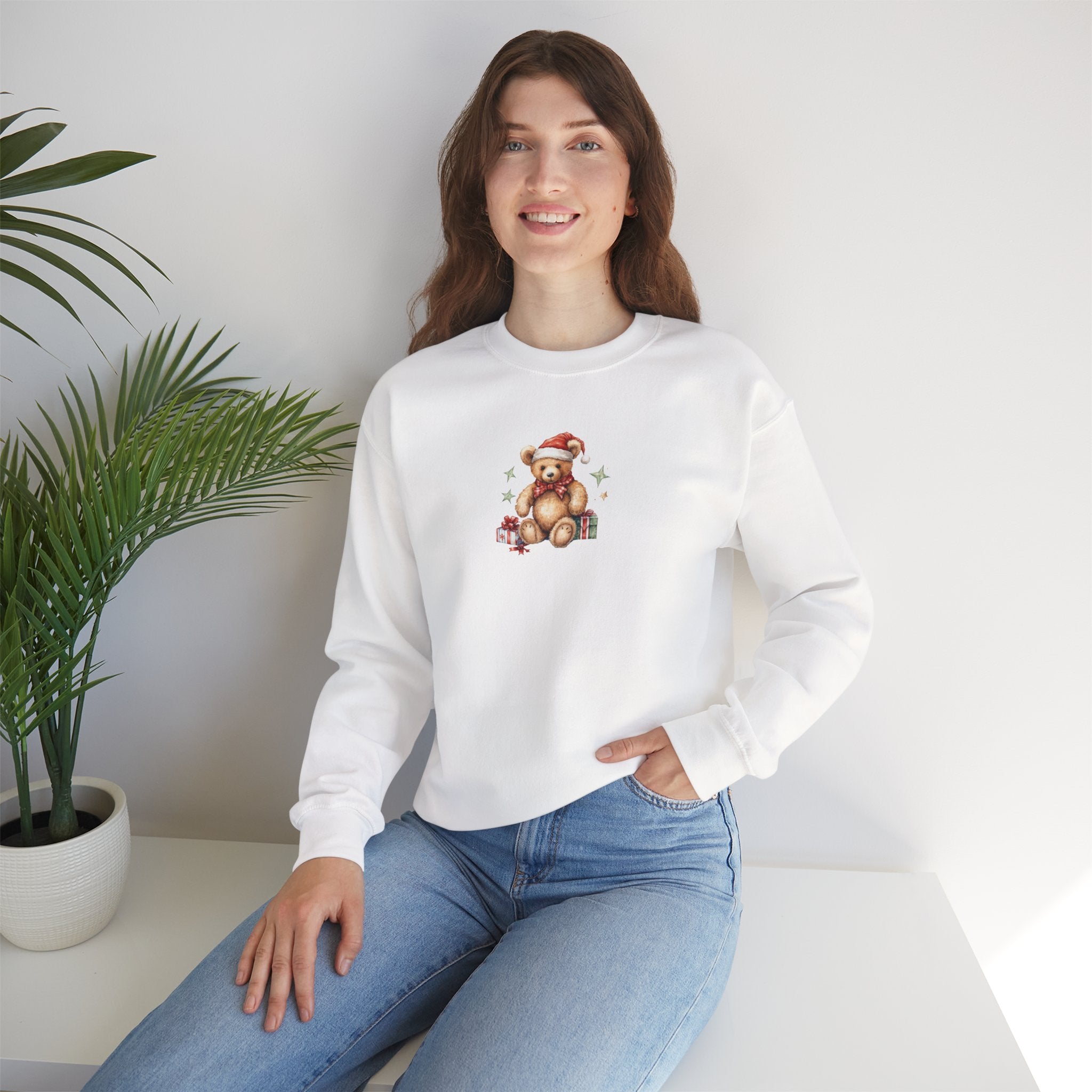 Christmas Teddy Sweatshirt – Cute Santa Bear Holiday Crewneck