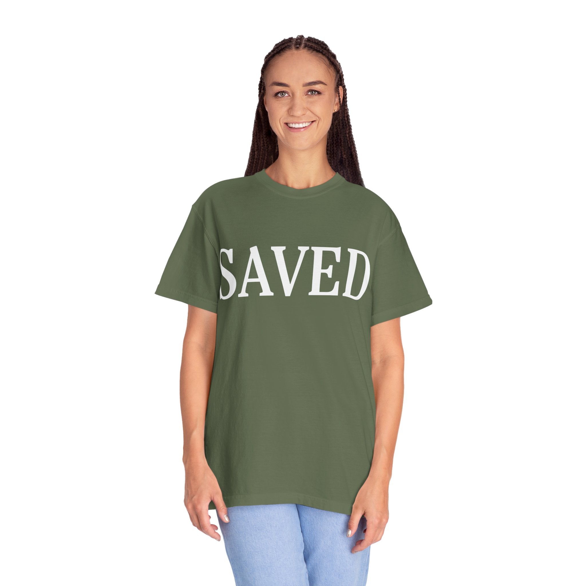 Saved Unisex Garment-Dyed T-Shirt, Inspirational Tee, Faith Shirt