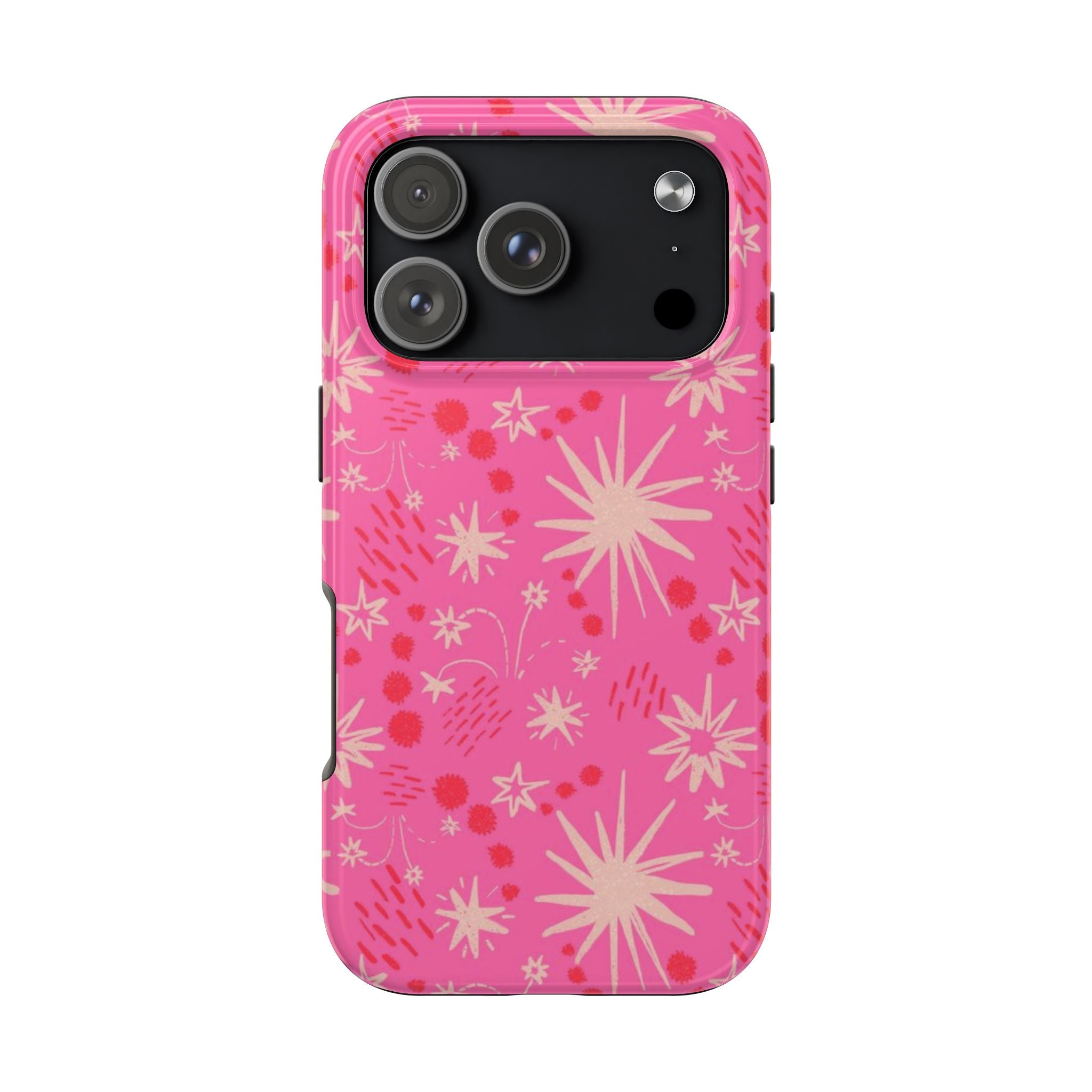 Tough Phone Case — Pink Retro Starburst Floral Protective Cover