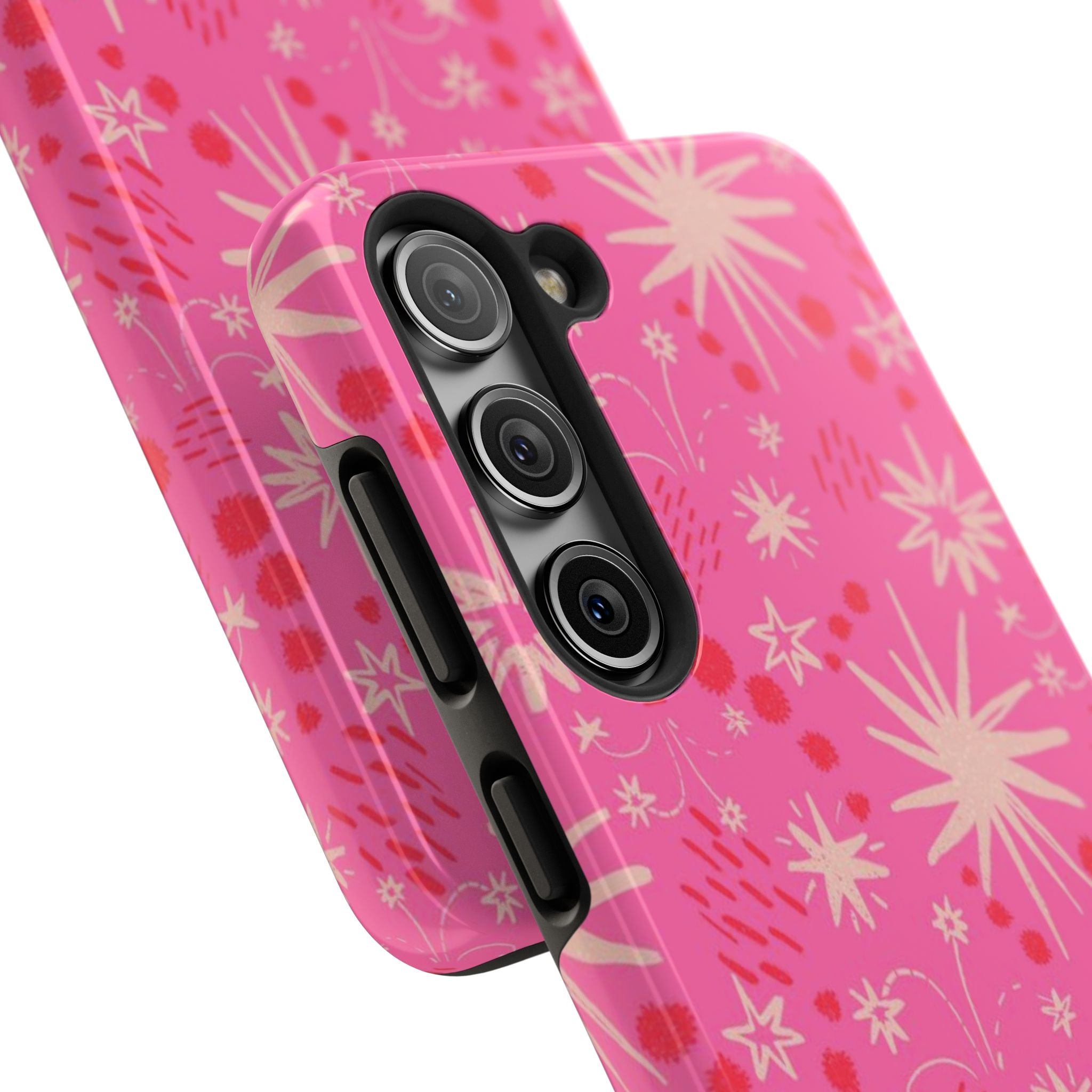 Tough Phone Case — Pink Retro Starburst Floral Protective Cover