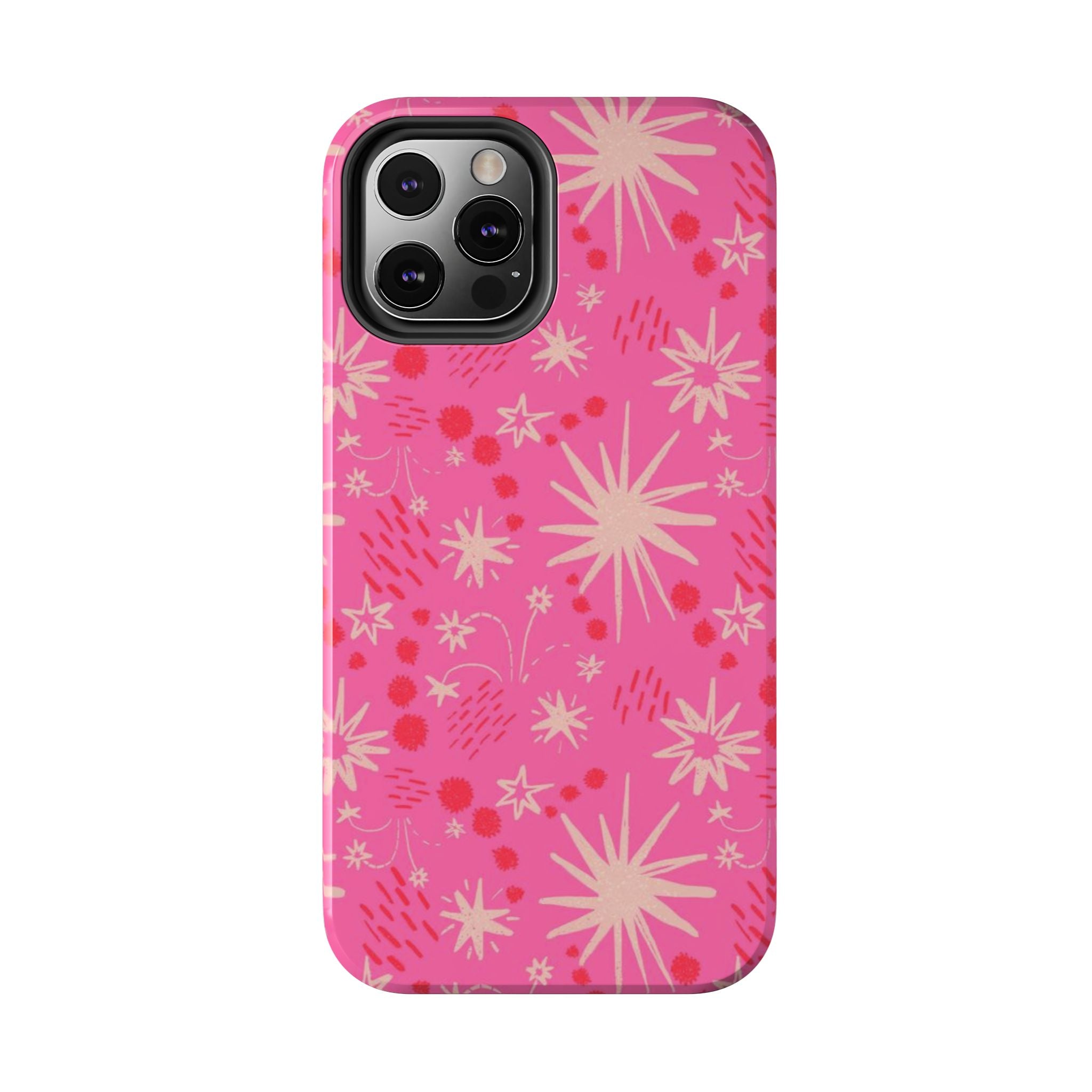 Tough Phone Case — Pink Retro Starburst Floral Protective Cover