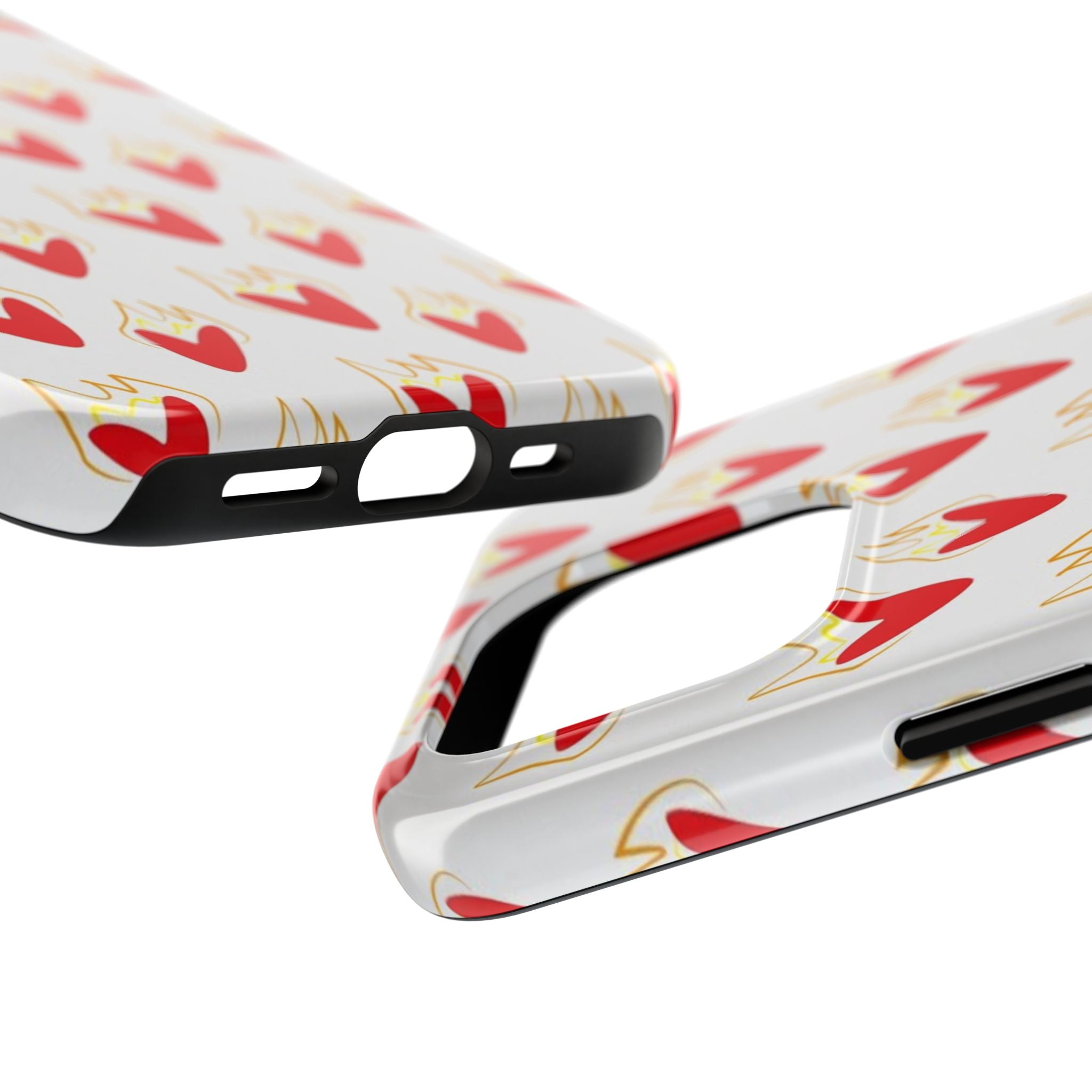 Tough Phone Case — Red Flaming Heart Pattern