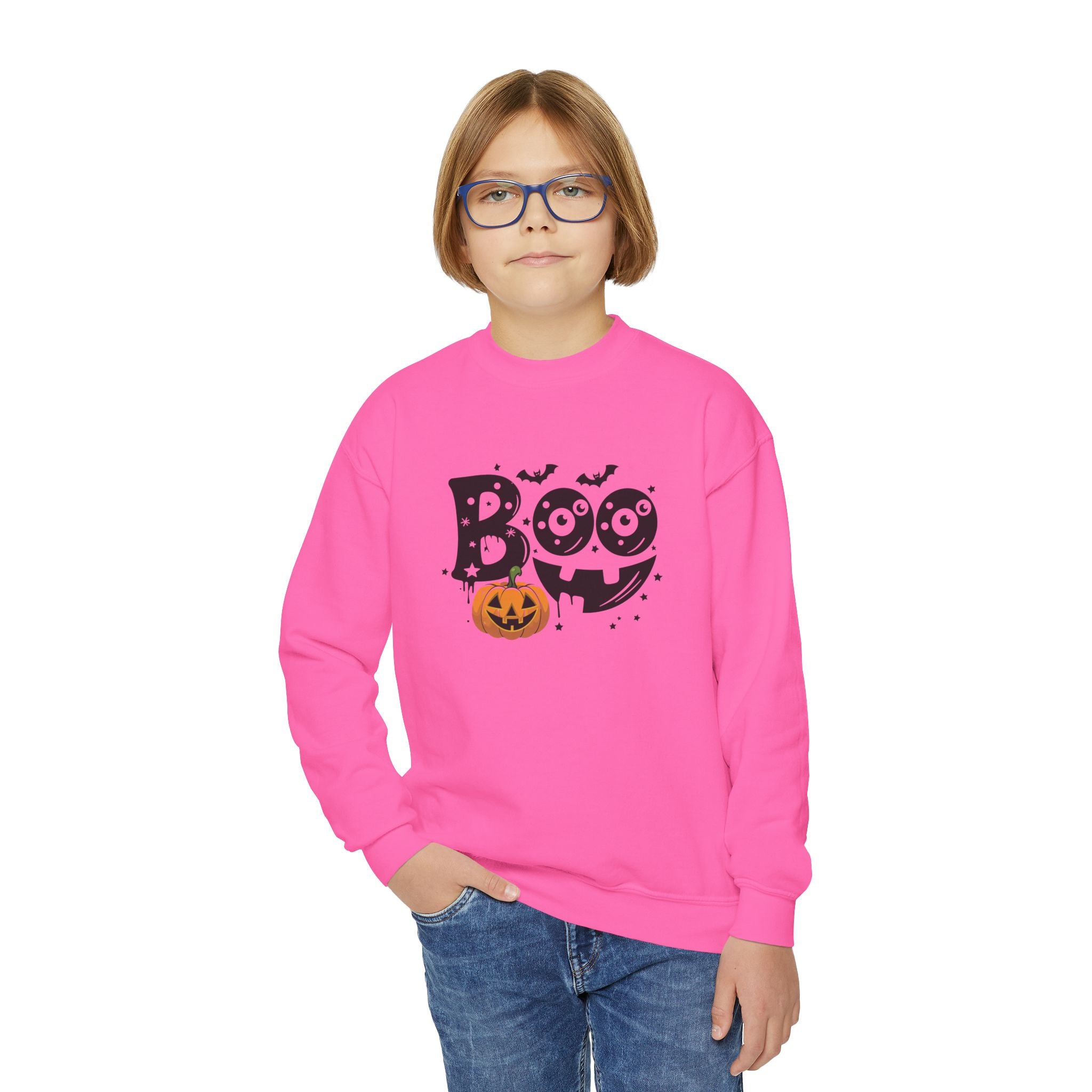 Youth Boo Crewneck Halloween Sweatshirt
