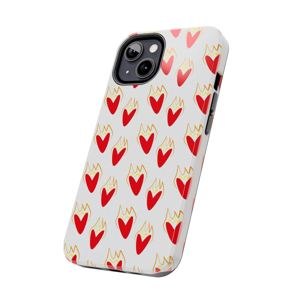 Tough Phone Case — Red Flaming Heart Pattern