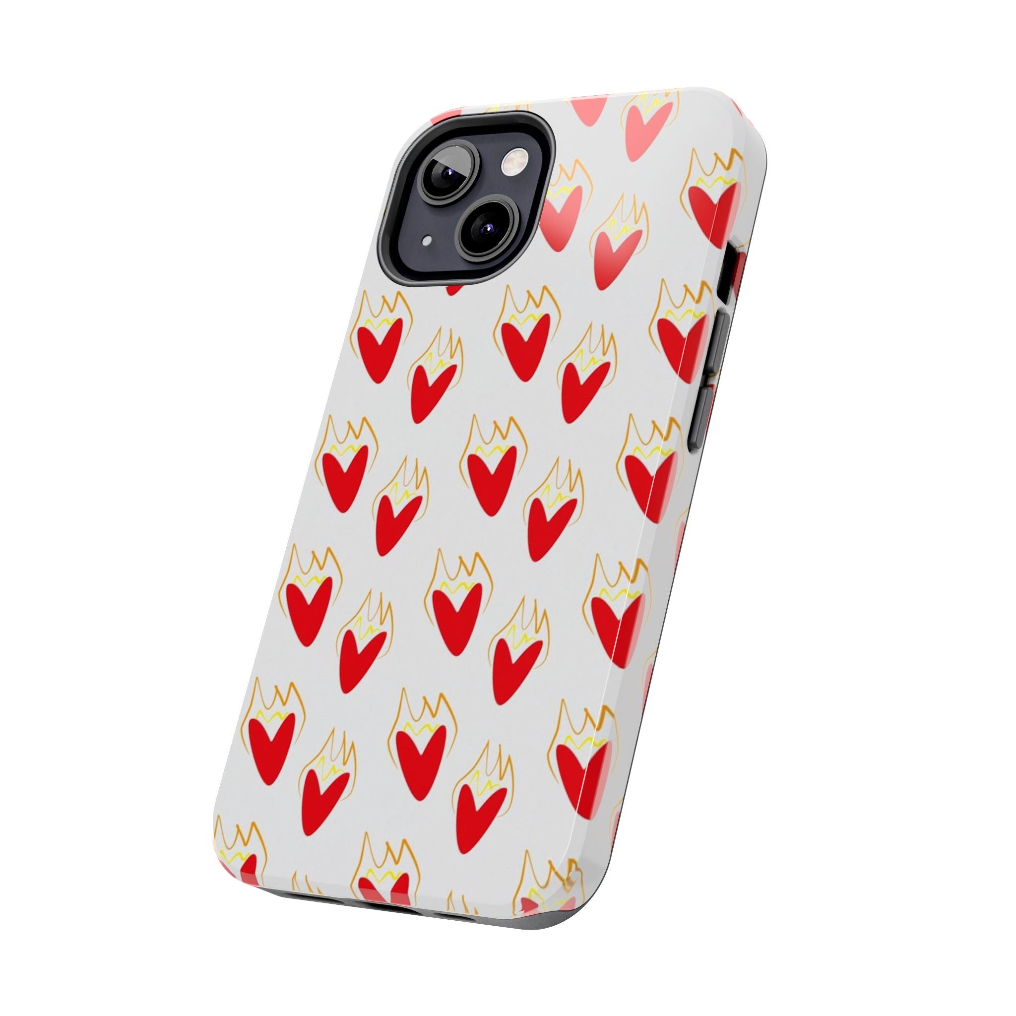 Tough Phone Case — Red Flaming Heart Pattern